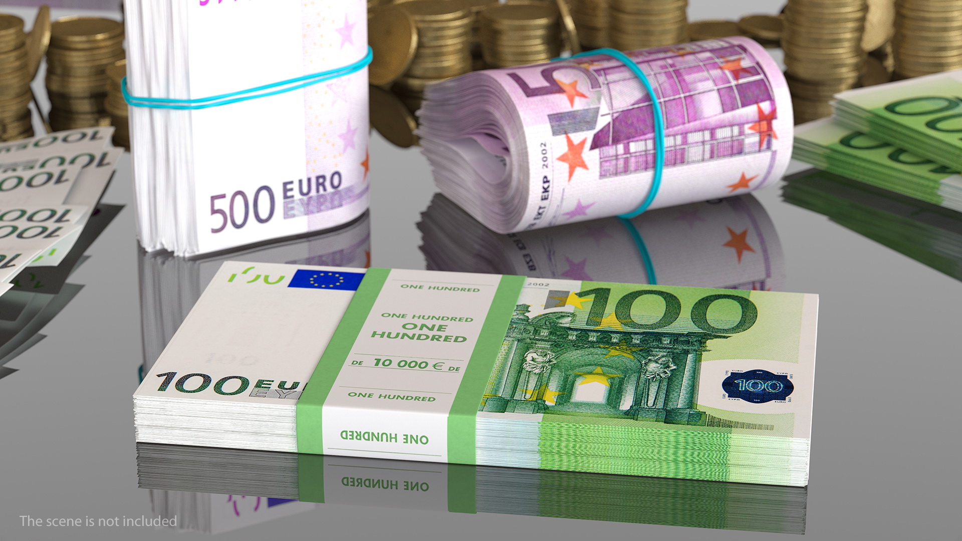 3D model 100 Euro Bundle Banknotes