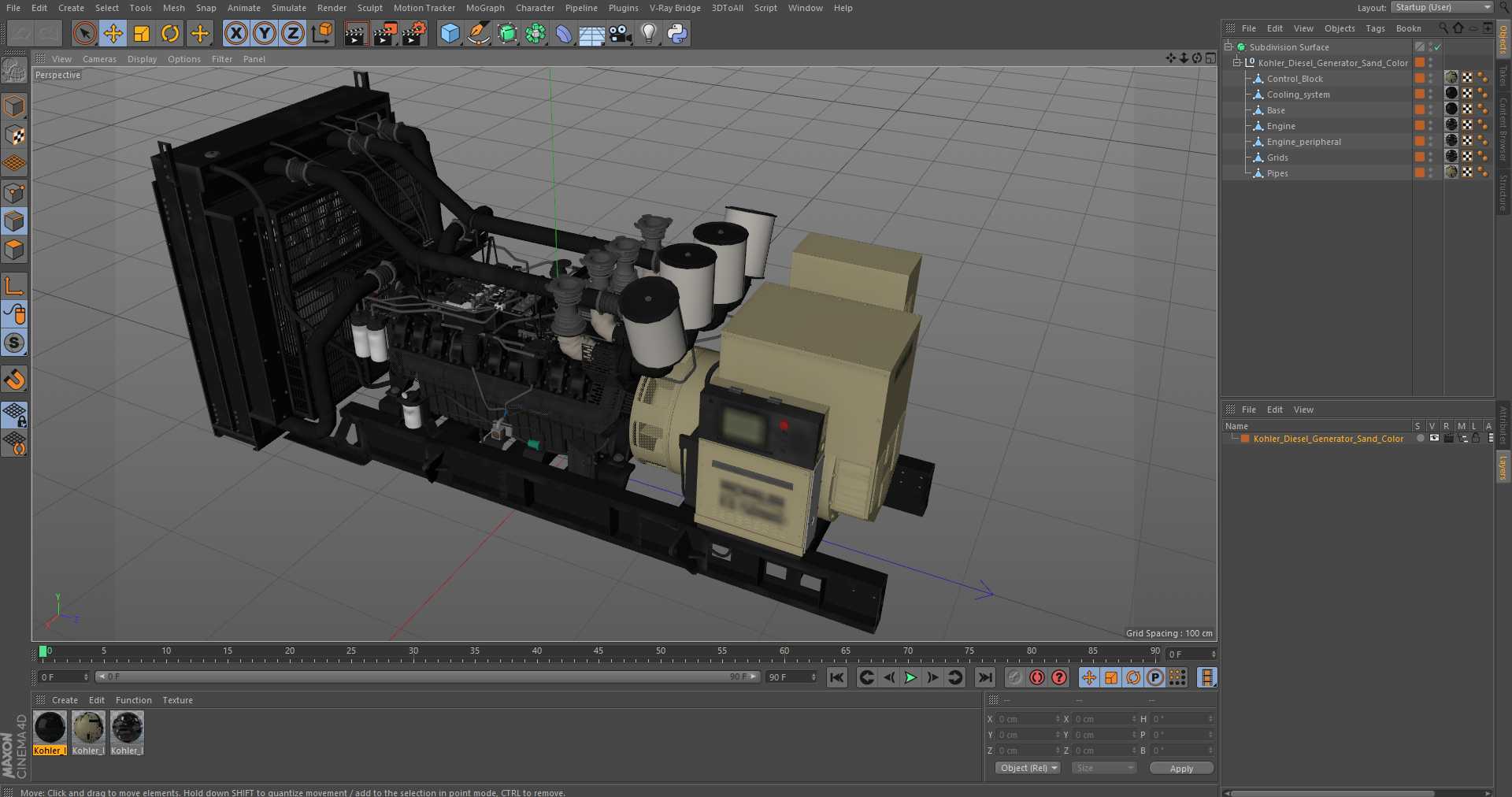 Kohler Diesel Generator Sand Color 3D model