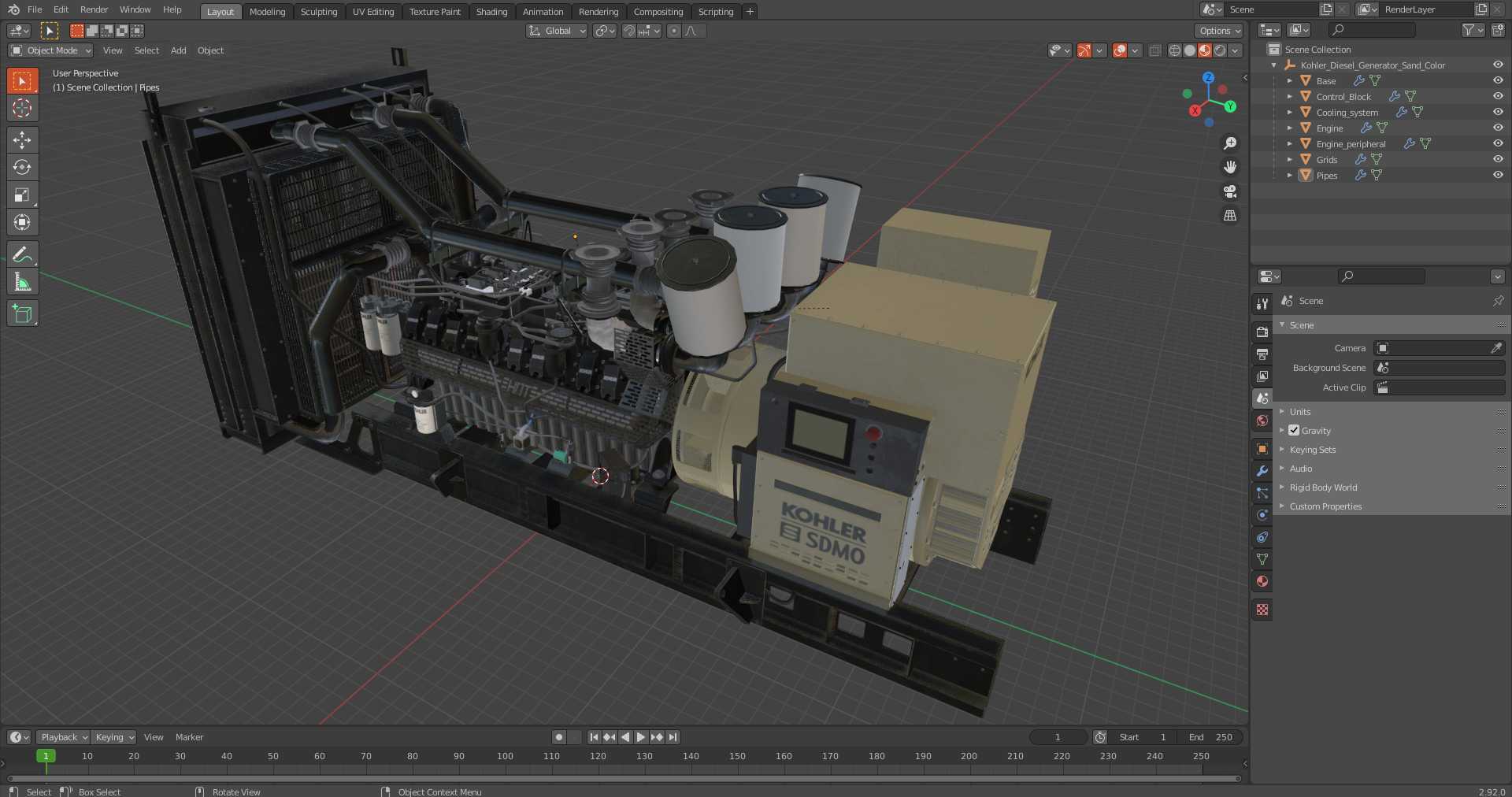 Kohler Diesel Generator Sand Color 3D model