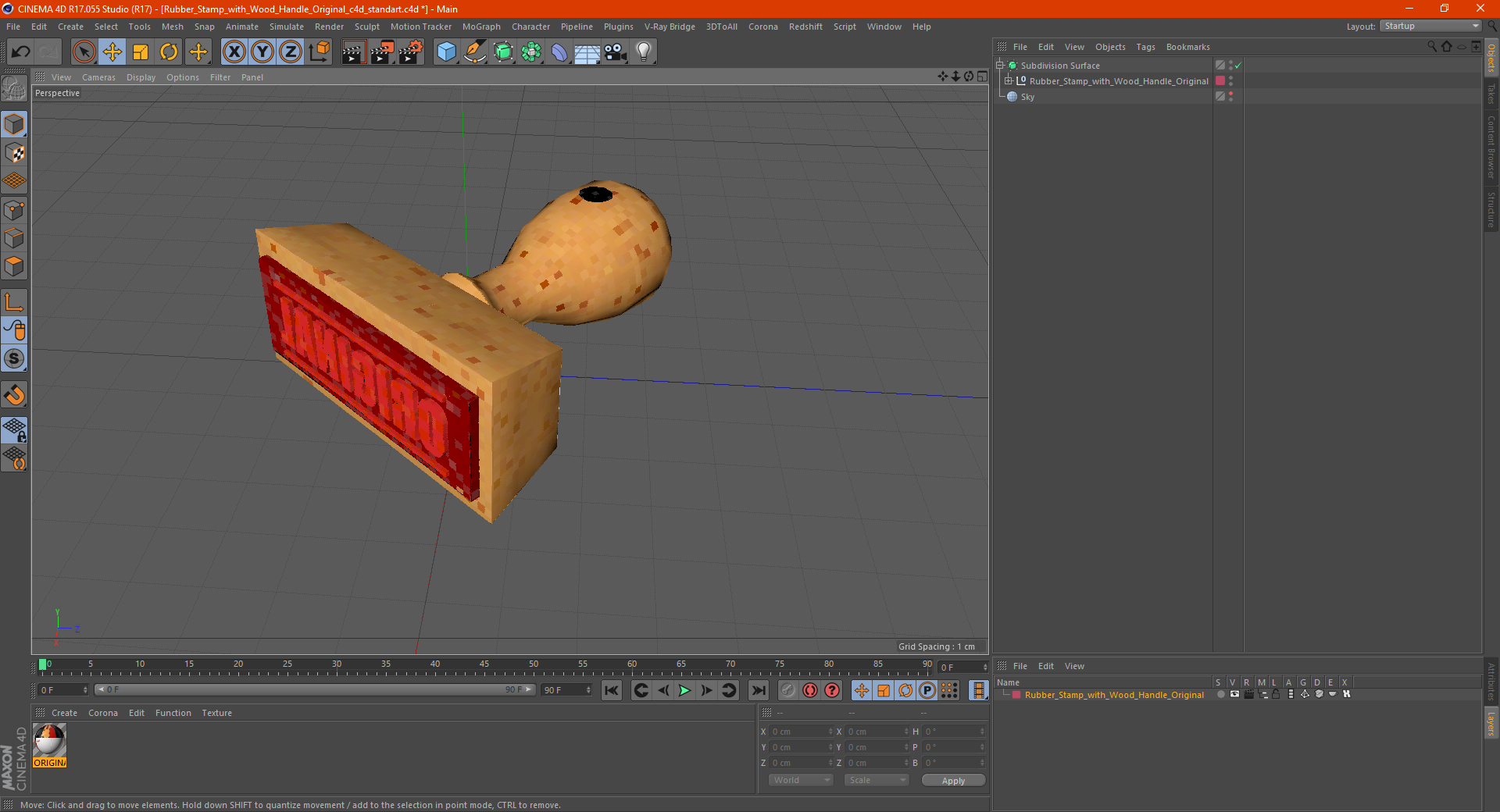 3D Rubber Stamp with Wood Handle Original model