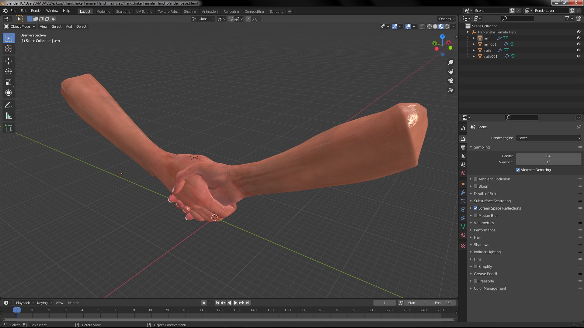 3D Handshake Female Hand
