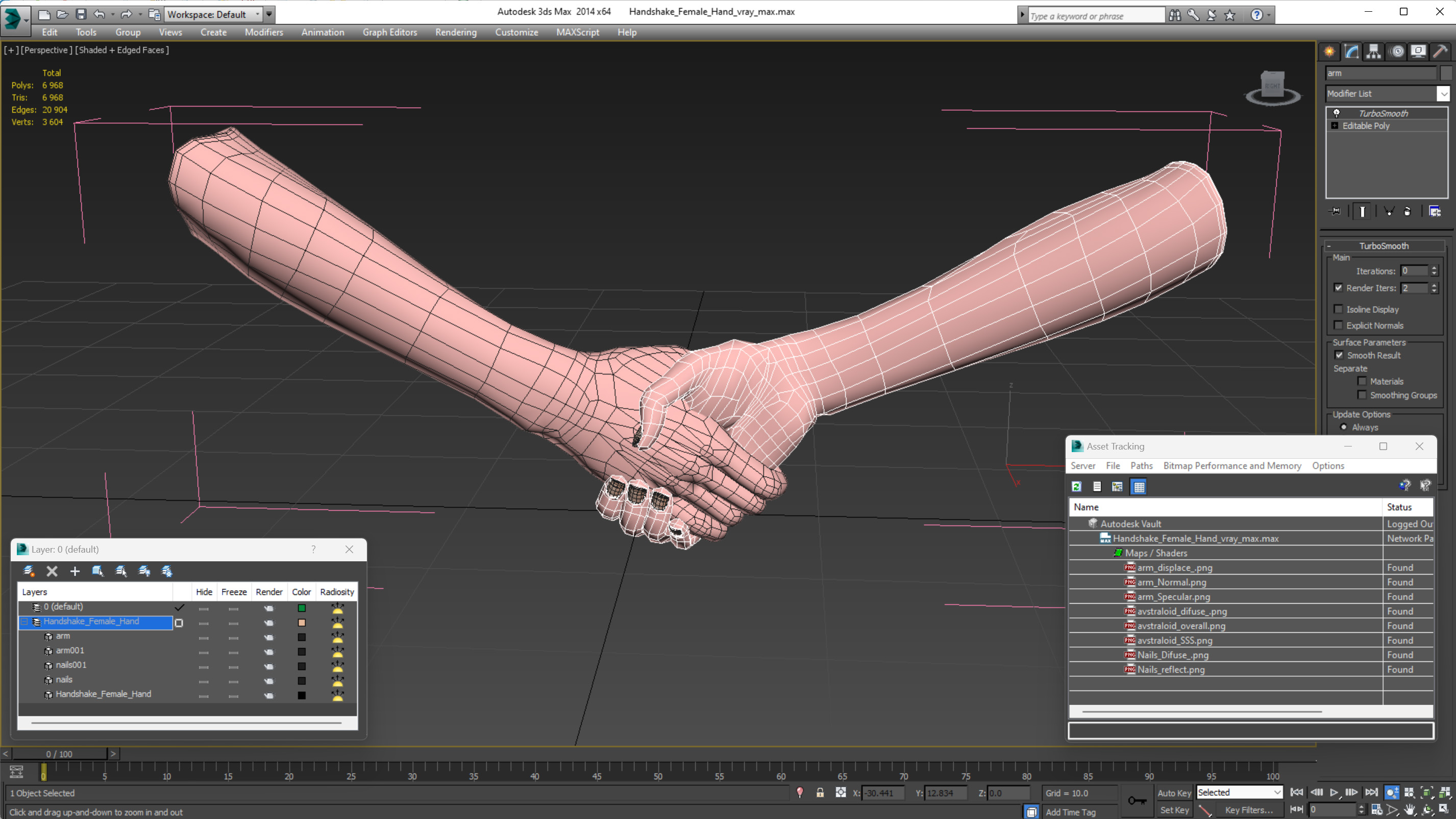 3D Handshake Female Hand