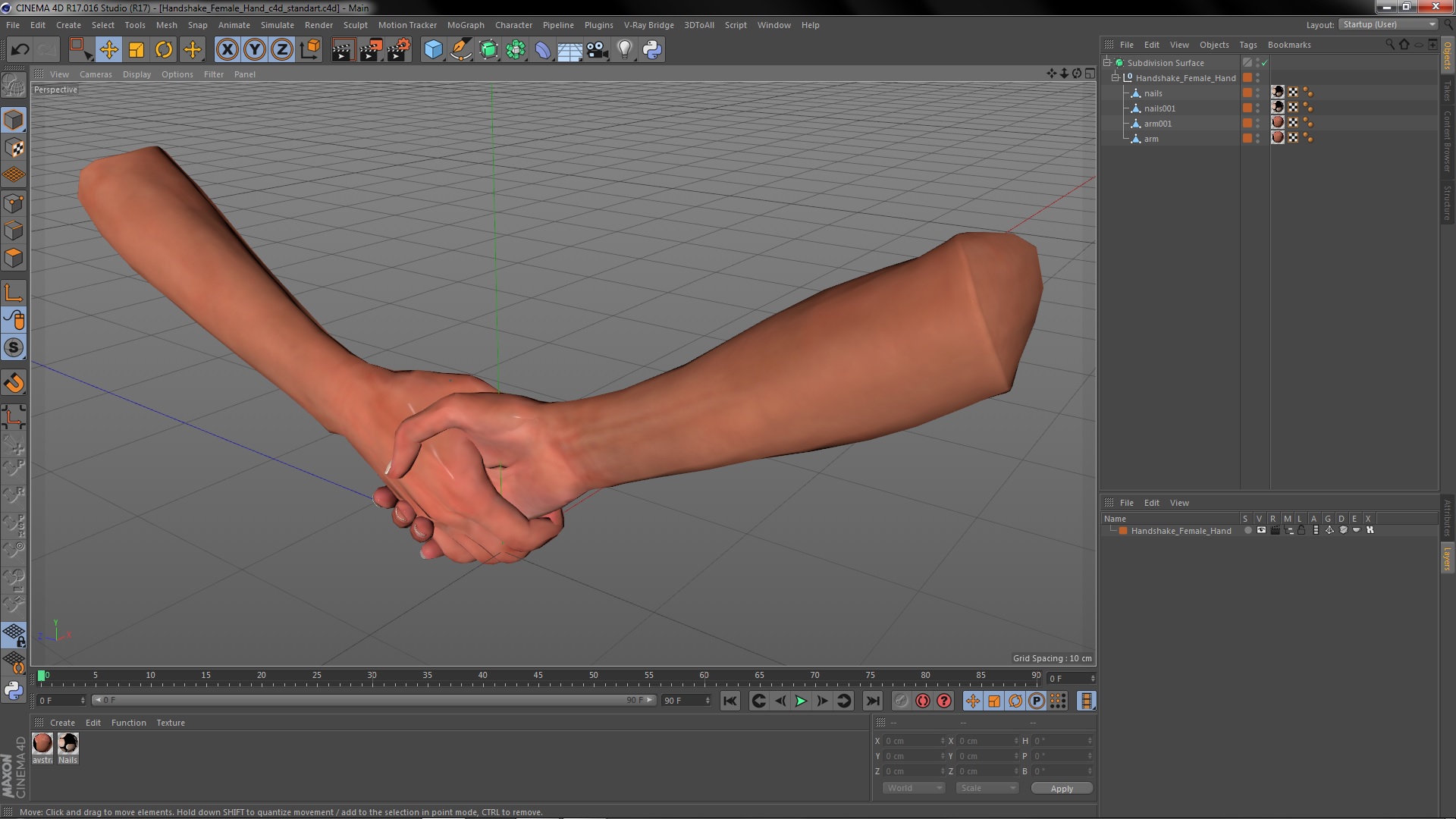 3D Handshake Female Hand
