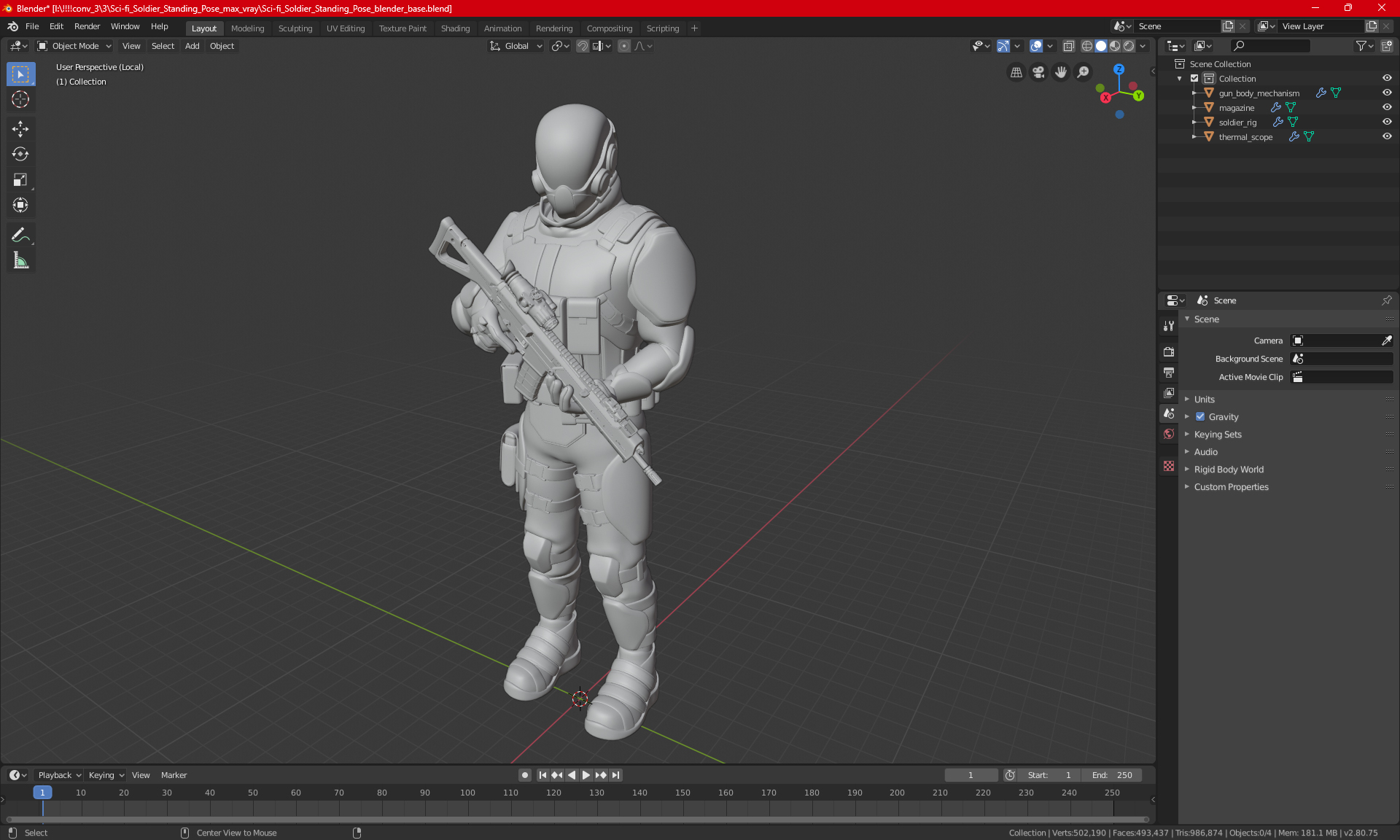3D Sci-fi Soldier Standing Pose model