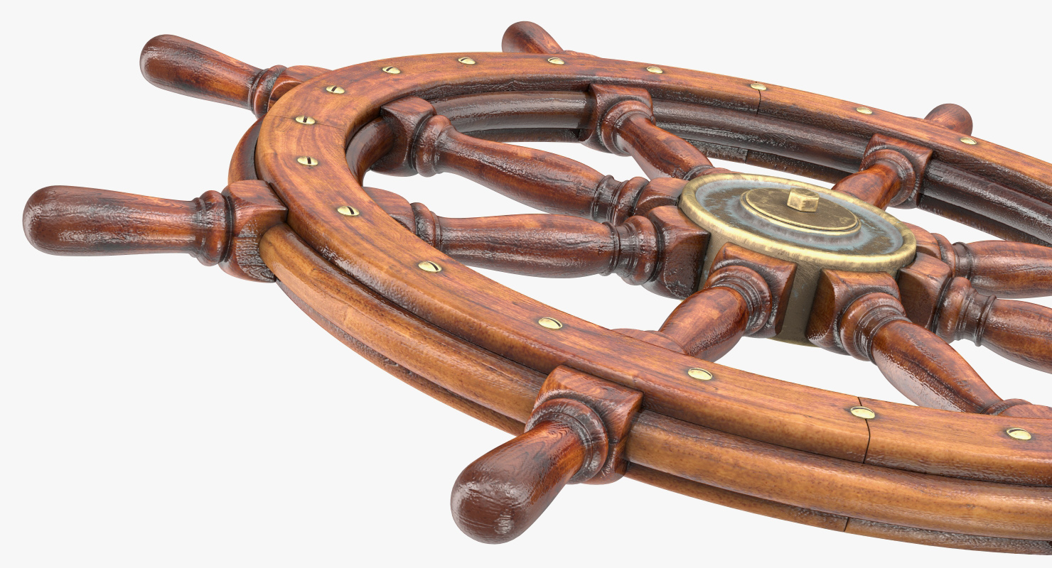 3D Old Wooden Helm Wheel