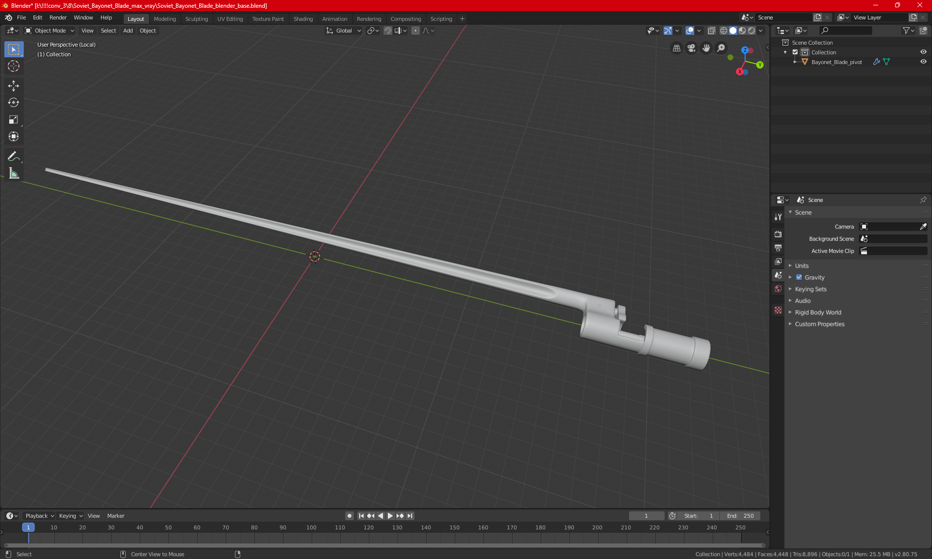 3D model Soviet Bayonet Blade