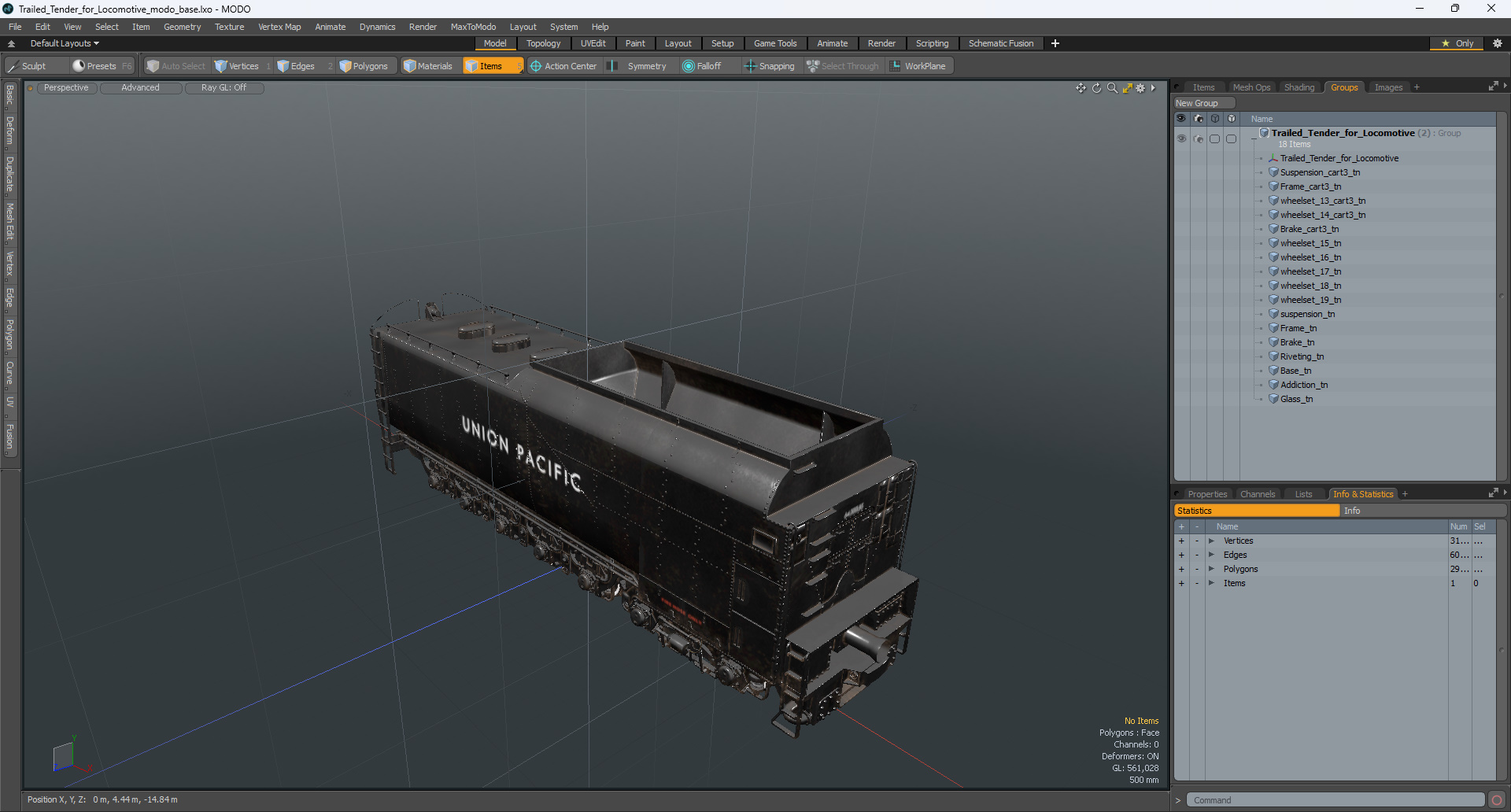 Trailed Tender for Locomotive 3D model