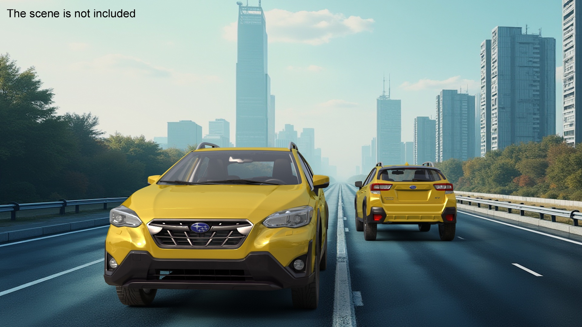 3D Subaru XV Hybrid Crossover 2020 Yellow model