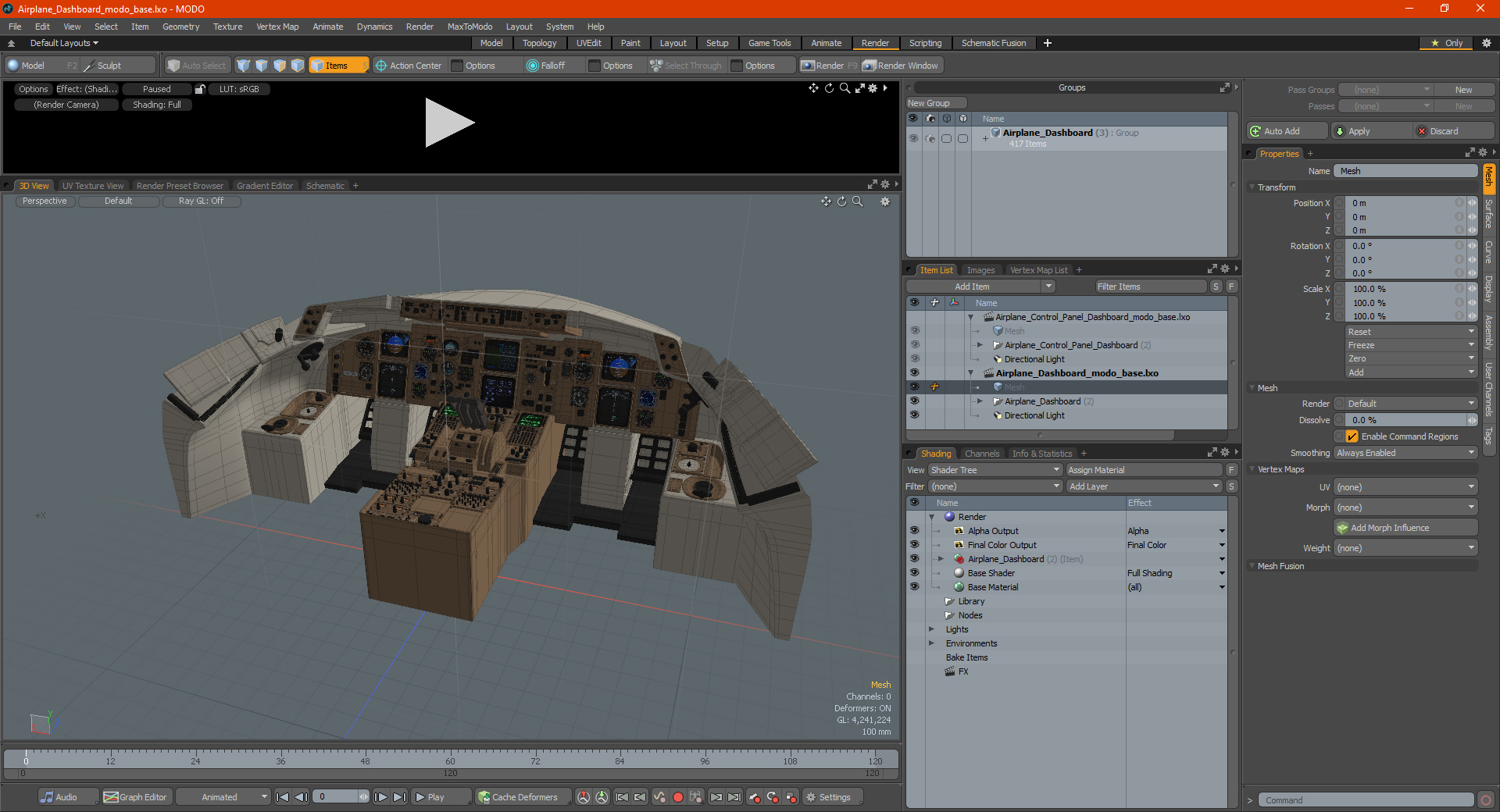 3D Airplane Dashboard model