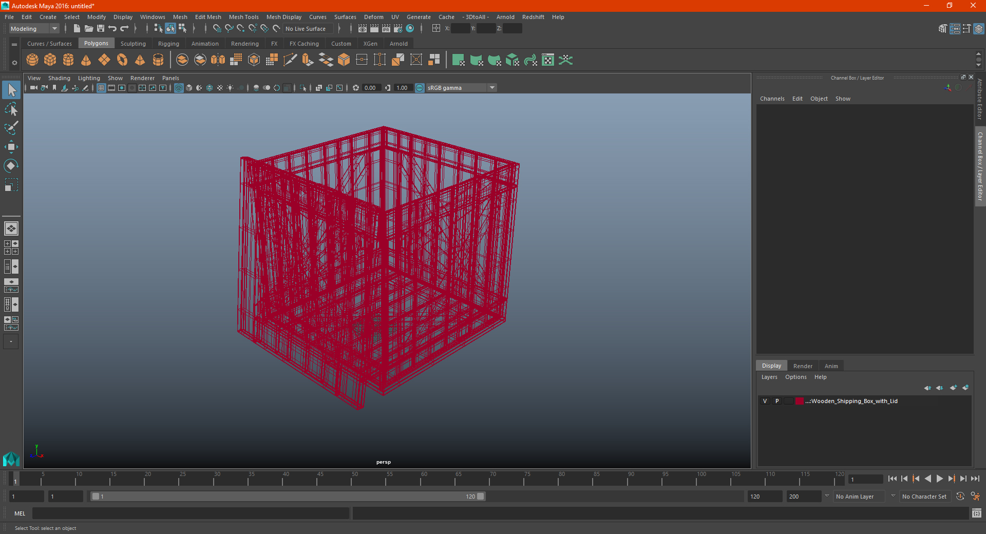 Old Wooden Shipping Crate with Open Lid 3D model