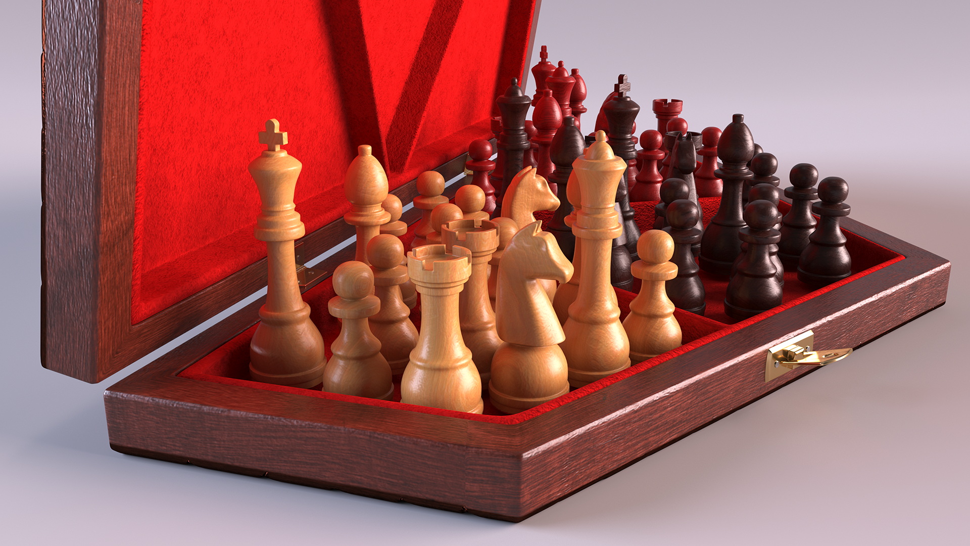 Three Player Chess Set Open 3D