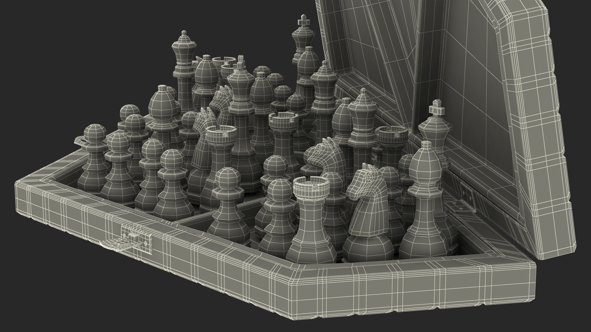Three Player Chess Set Open 3D