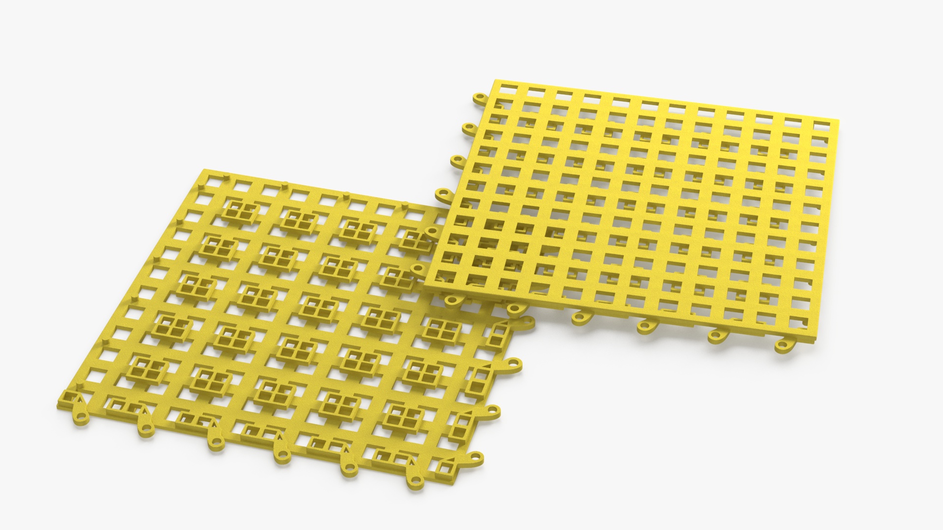 Plastic Floor Mat Tile Yellow 3D model