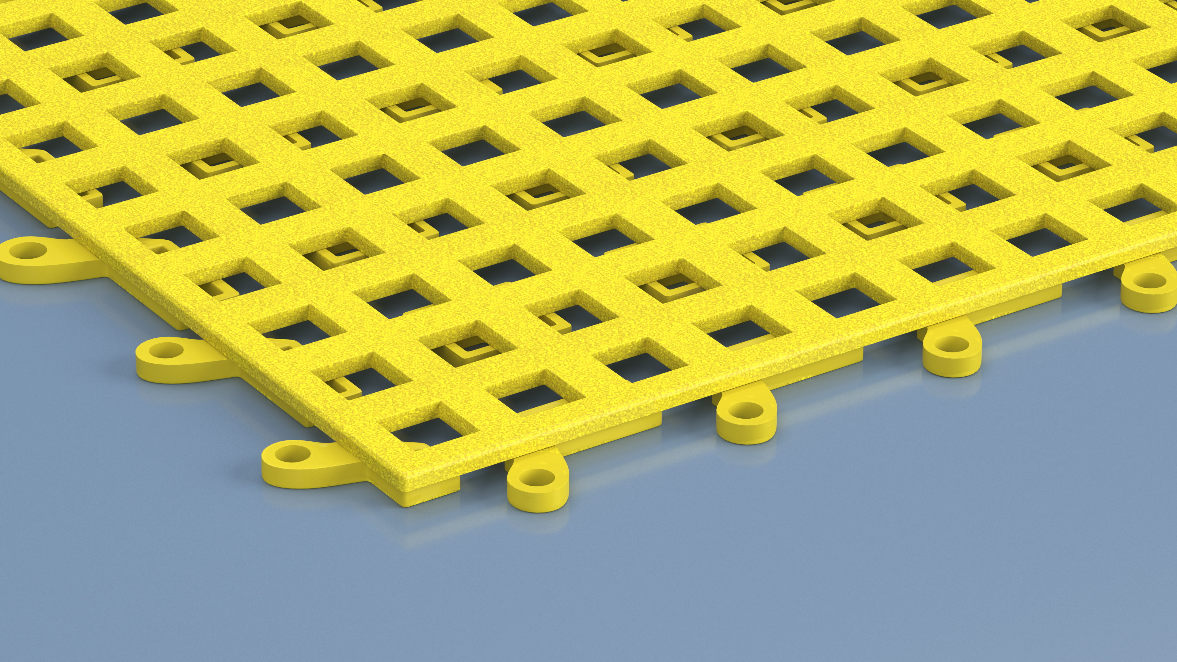 Plastic Floor Mat Tile Yellow 3D model