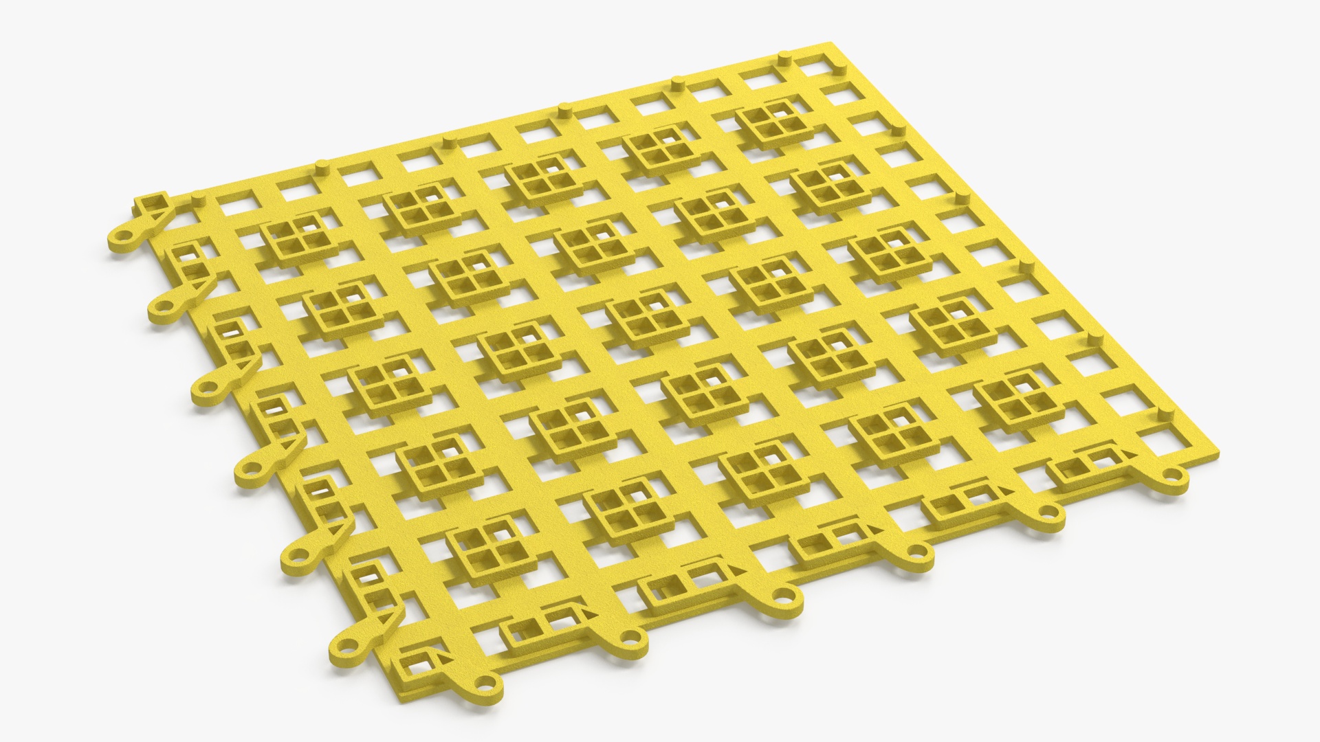 Plastic Floor Mat Tile Yellow 3D model