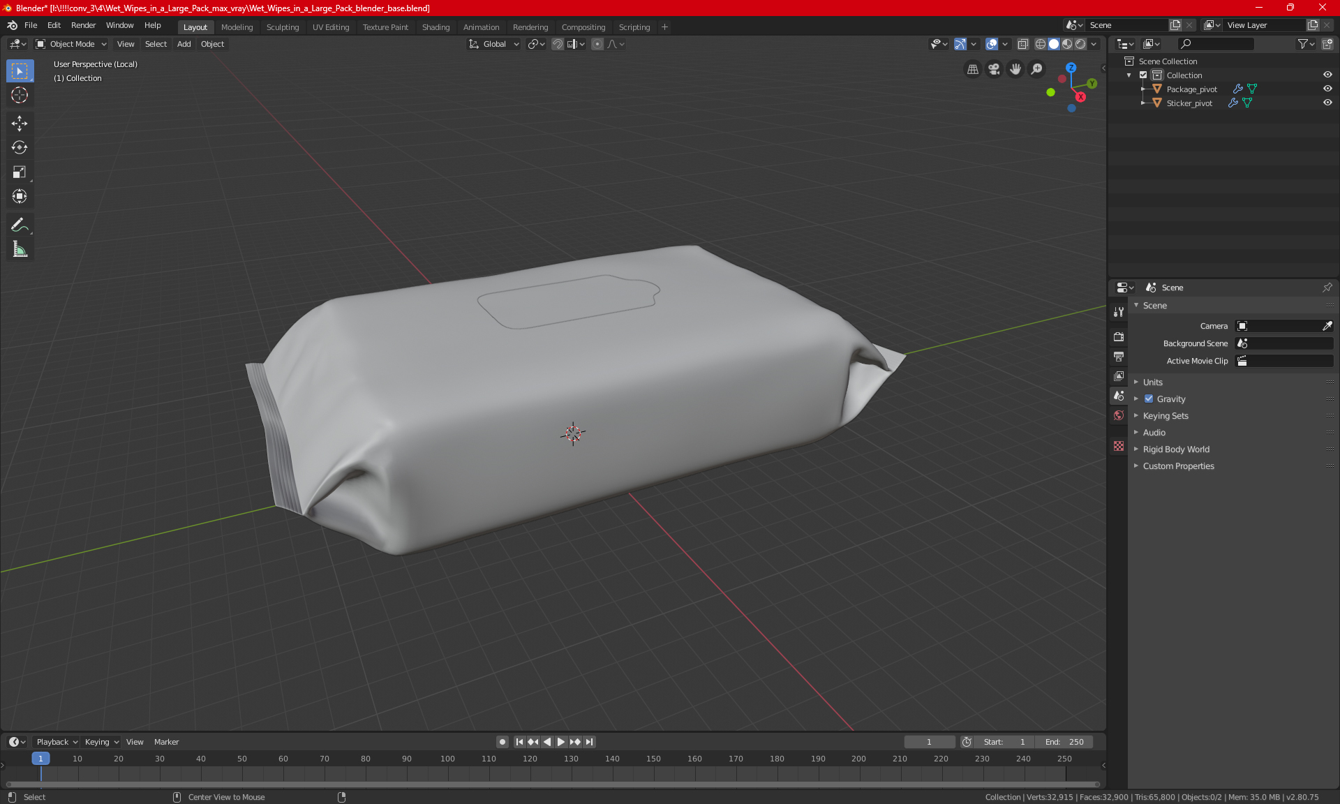 3D model Wet Wipes in a Large Pack