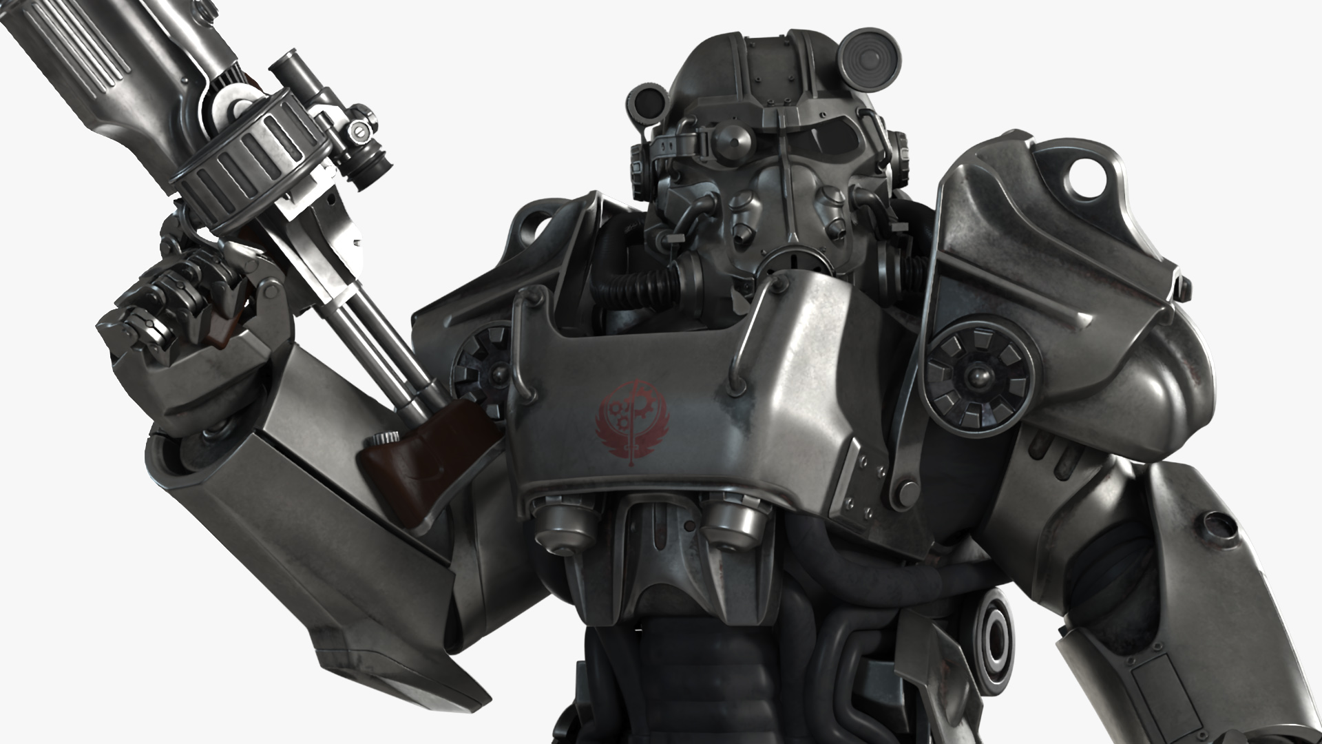 3D T 60 Power Armor Fallout with Rifle Rigged for Cinema 4D