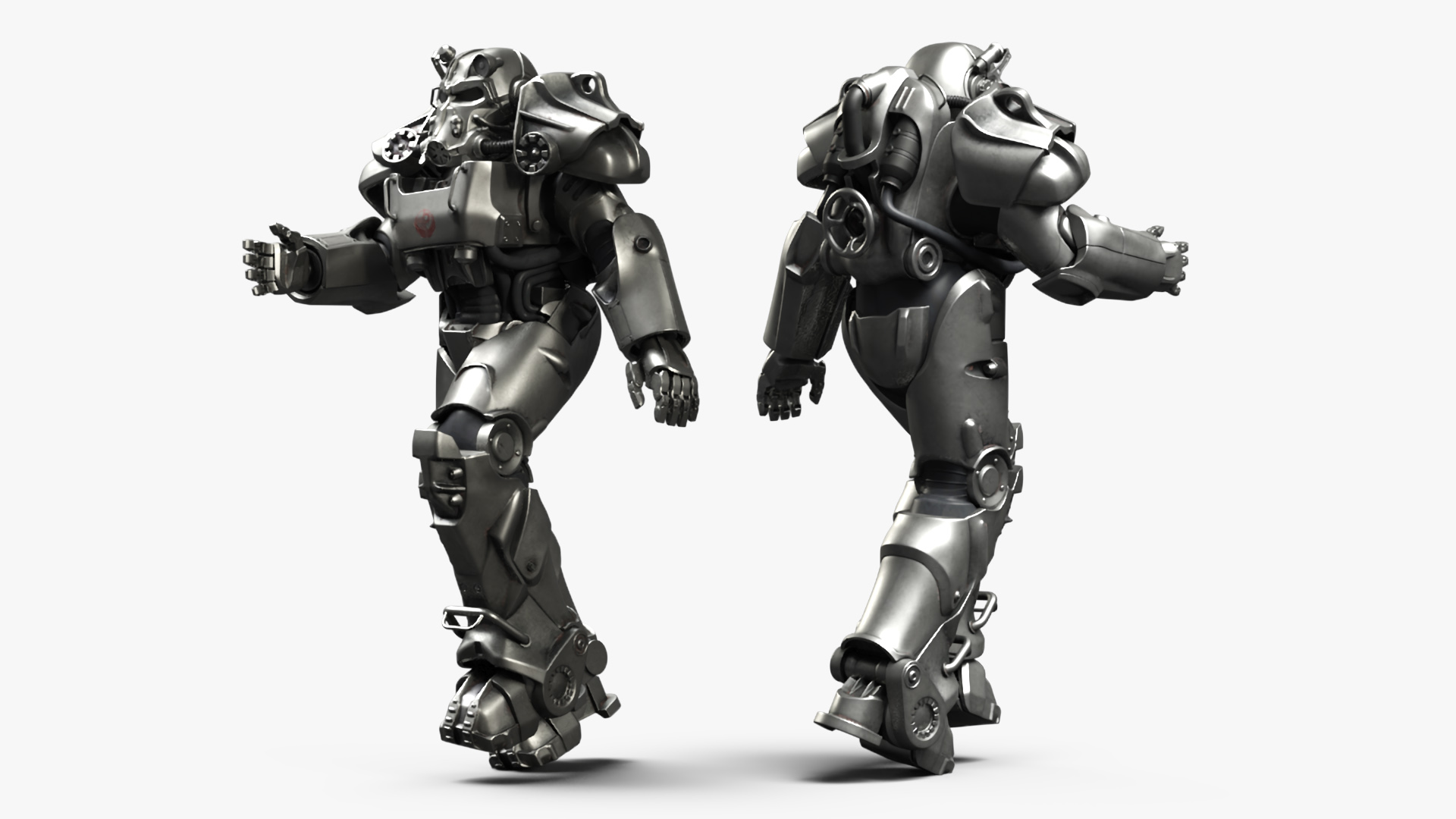 3D T 60 Power Armor Fallout with Rifle Rigged for Cinema 4D