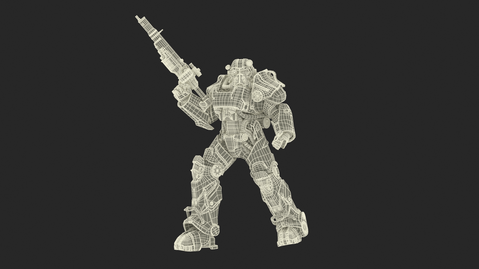 3D T 60 Power Armor Fallout with Rifle Rigged for Cinema 4D