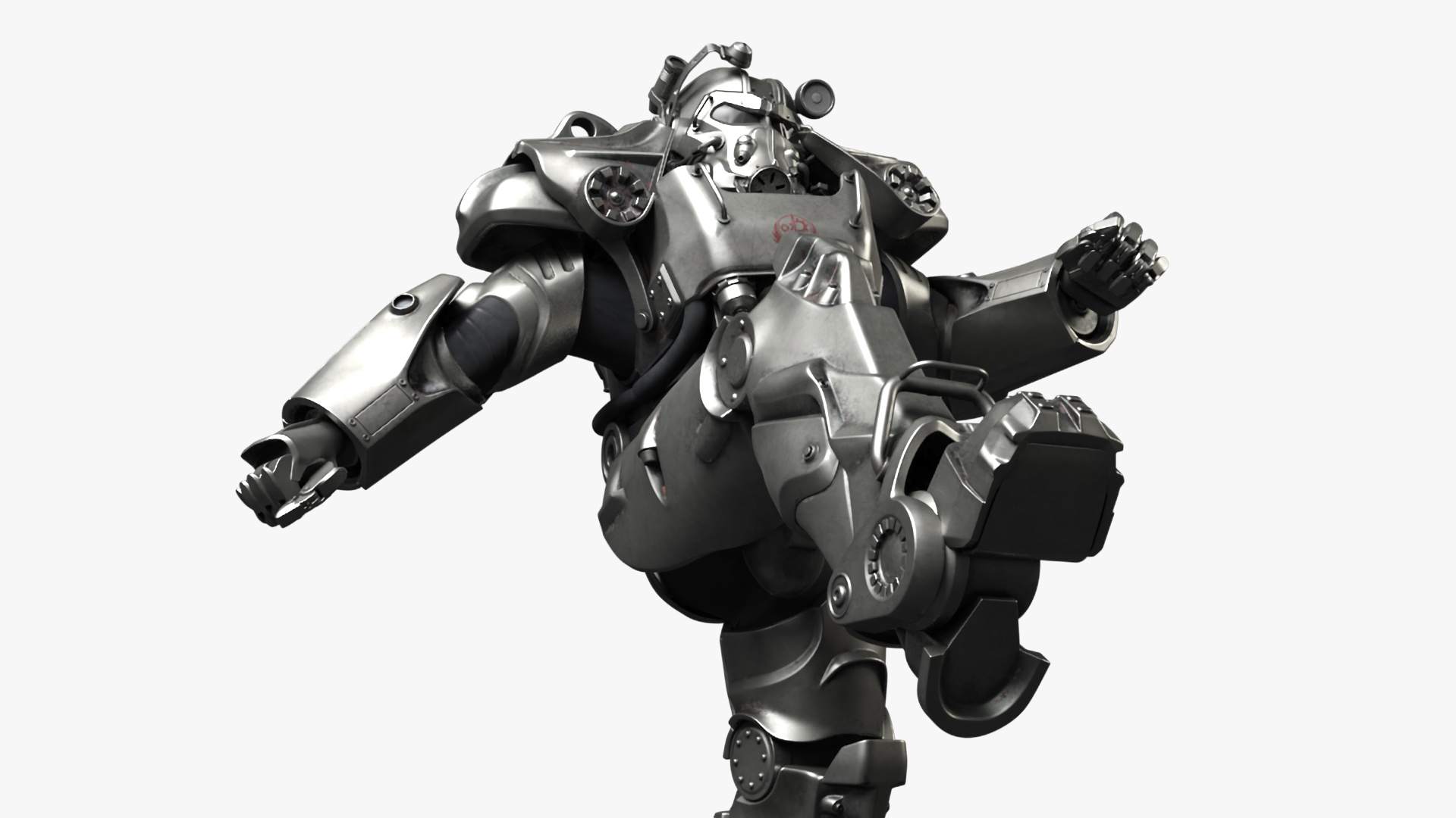 3D T 60 Power Armor Fallout with Rifle Rigged for Cinema 4D