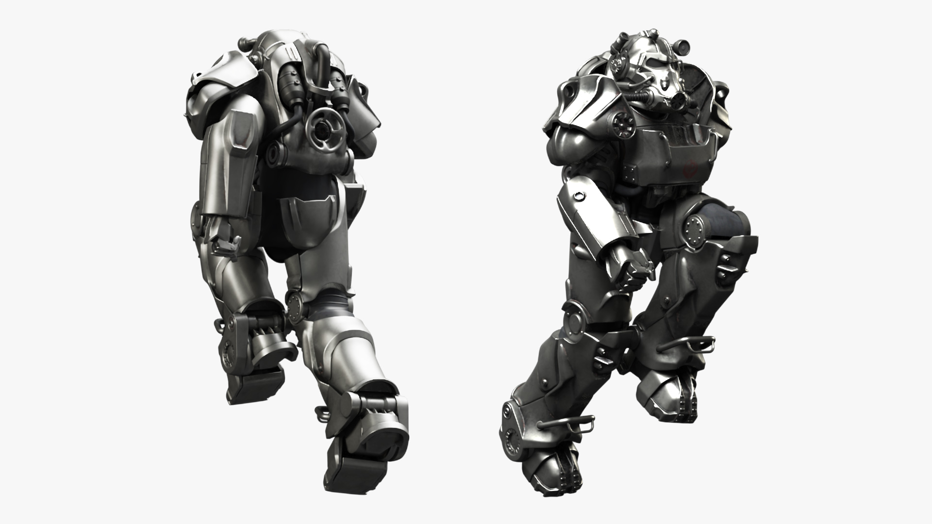3D T 60 Power Armor Fallout with Rifle Rigged for Cinema 4D