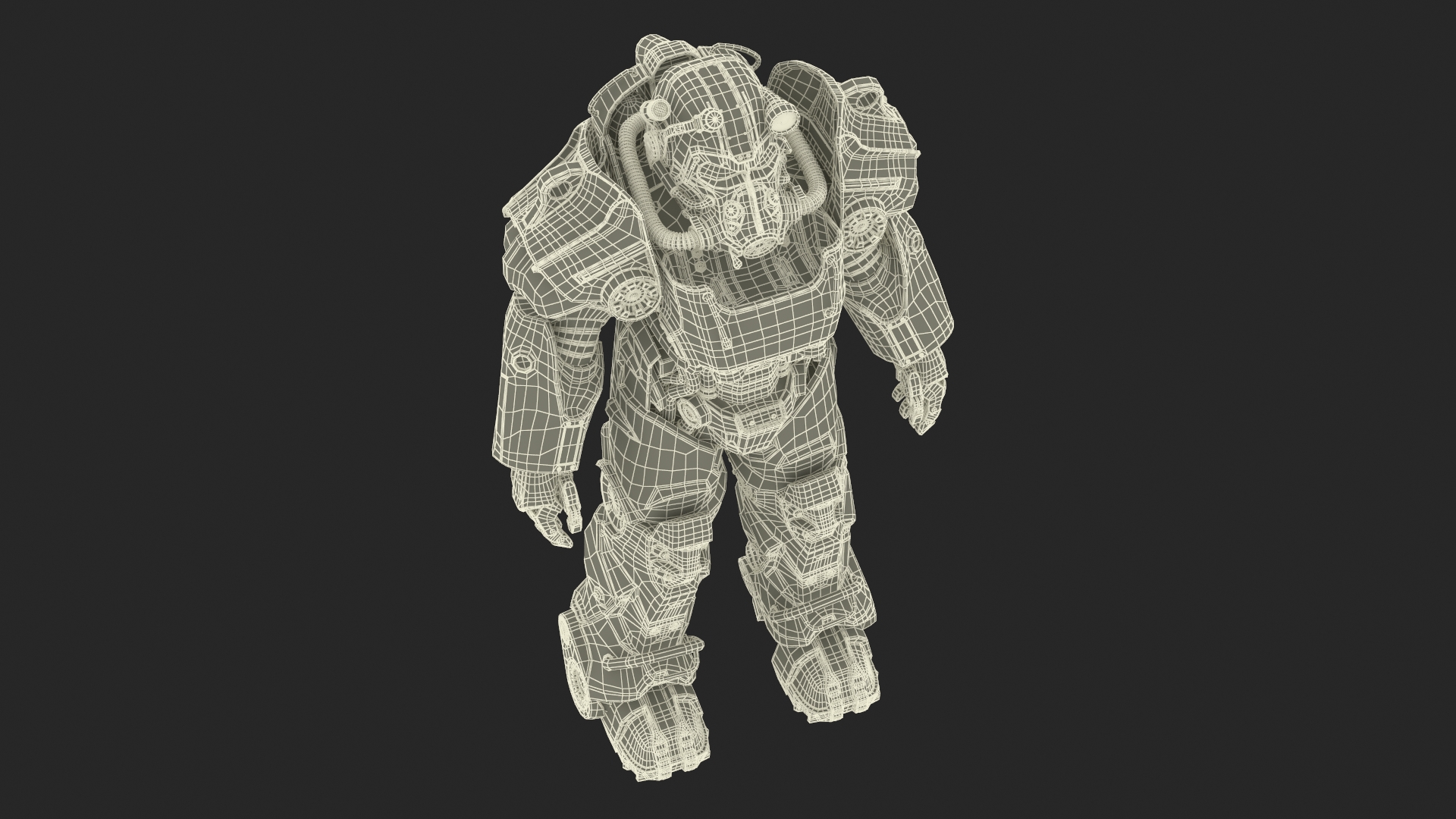 3D T 60 Power Armor Fallout with Rifle Rigged for Cinema 4D