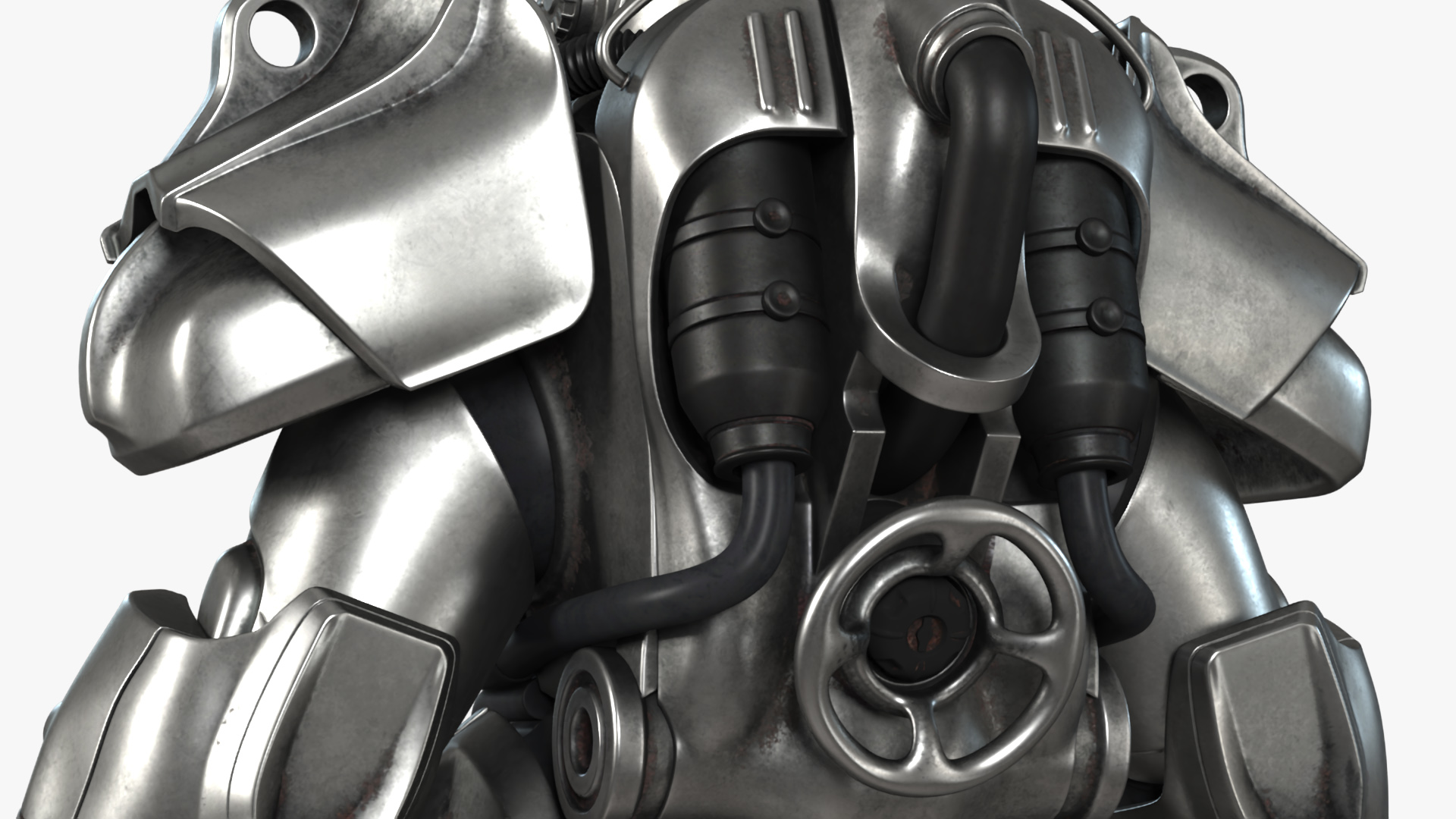 3D T 60 Power Armor Fallout with Rifle Rigged for Cinema 4D