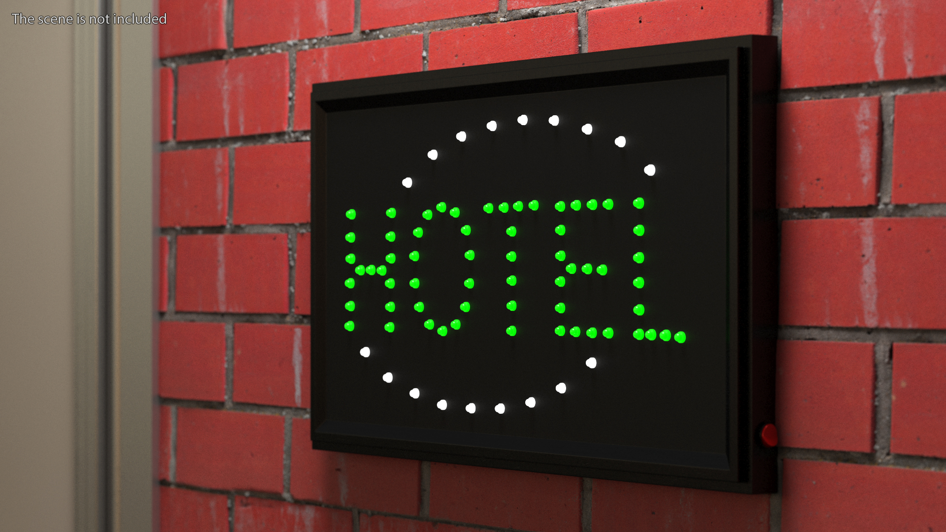 3D Green Hotel LED Neon Sign ON model