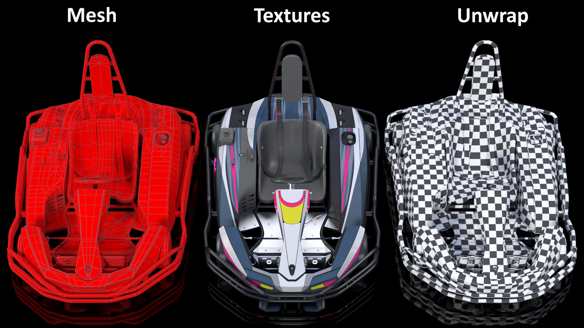 3D model Petrol Powered Kart with Roll Bar Rigged
