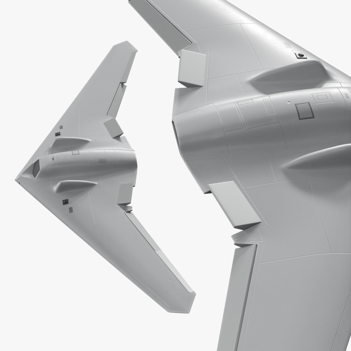 Military Stealth UAV with Landing Gear - White · Rigged
