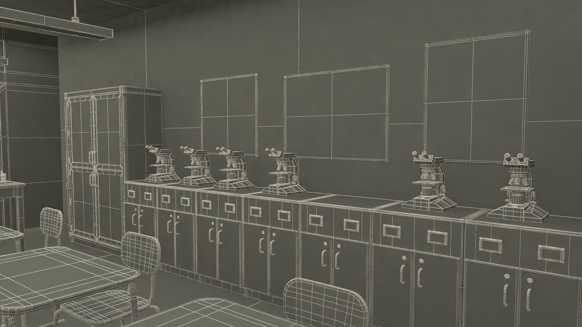3D Modern School Laboratory Interior with Equipment model