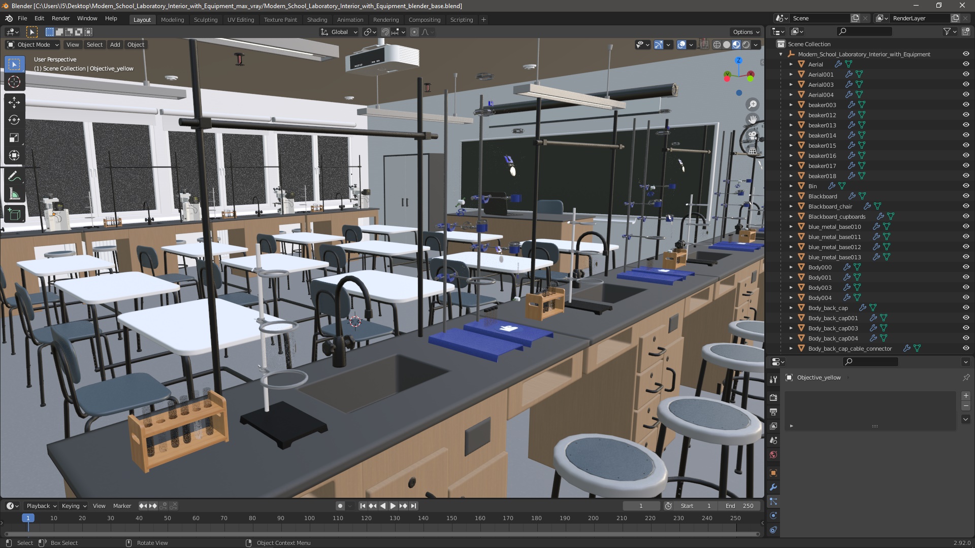 3D Modern School Laboratory Interior with Equipment model