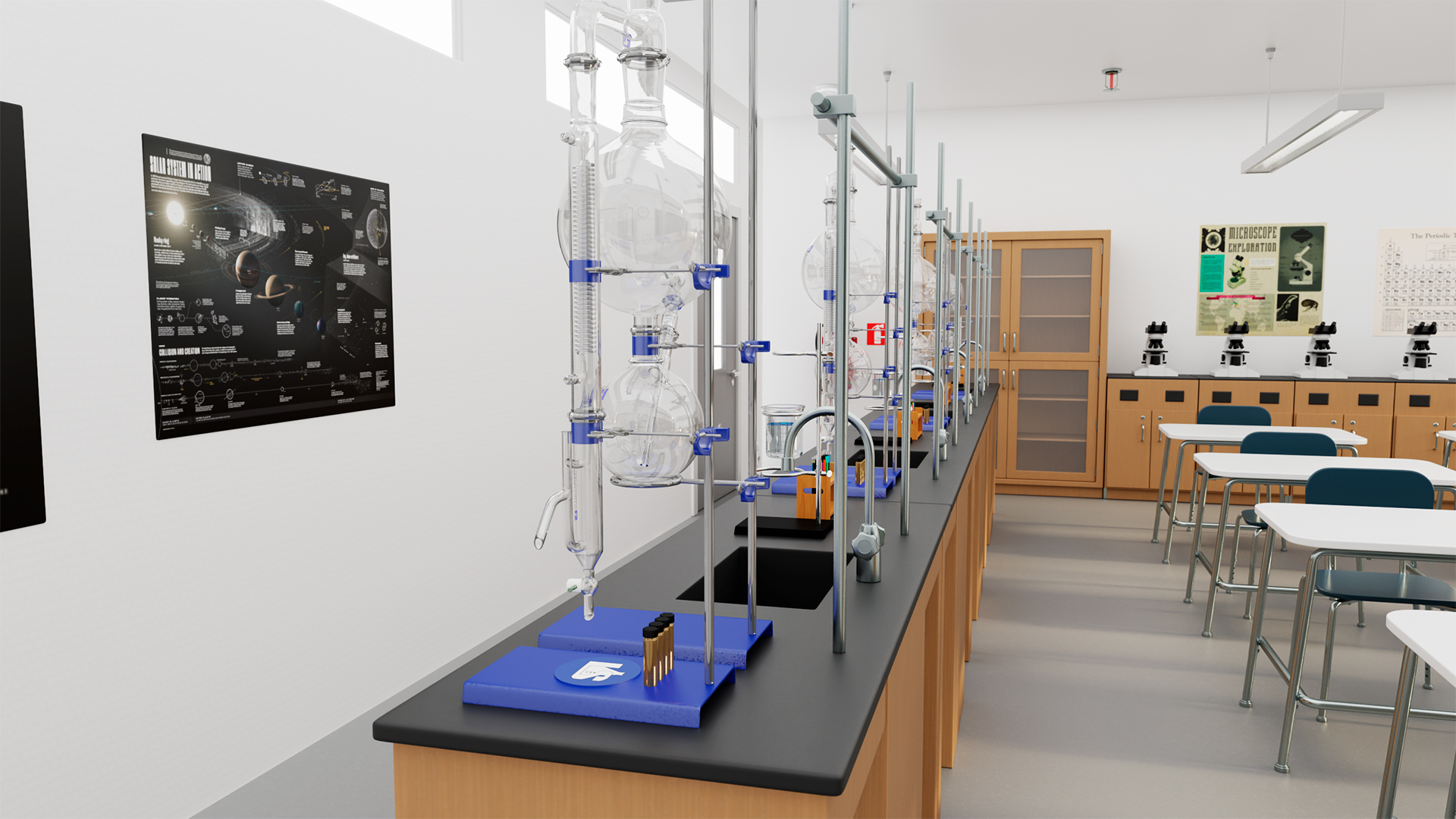 3D Modern School Laboratory Interior with Equipment model
