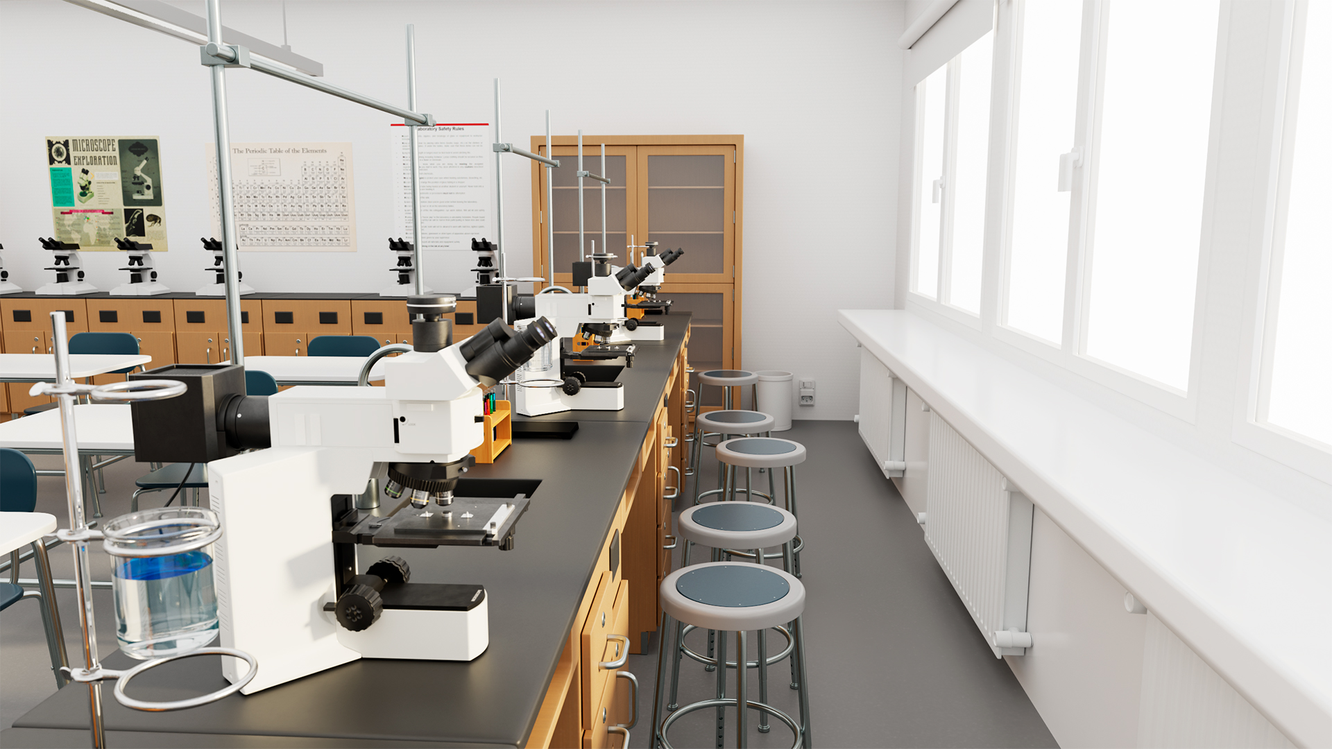3D Modern School Laboratory Interior with Equipment model