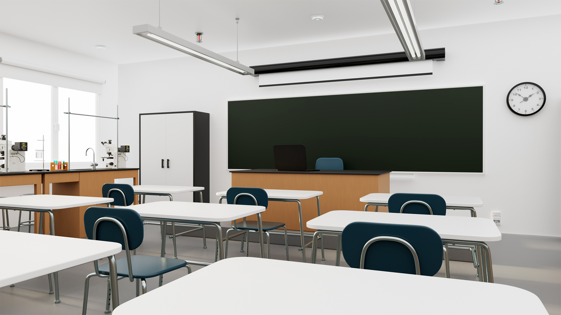 3D Modern School Laboratory Interior with Equipment model