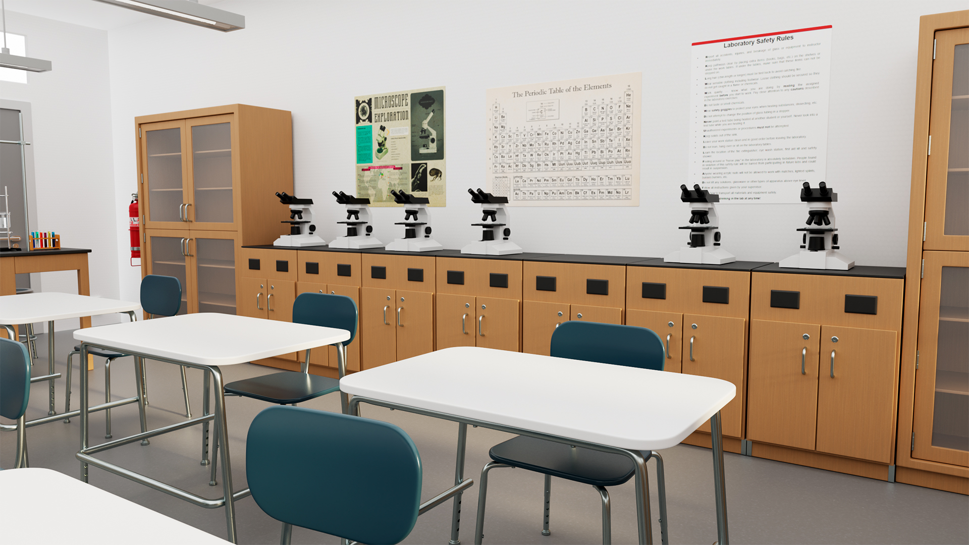 3D Modern School Laboratory Interior with Equipment model