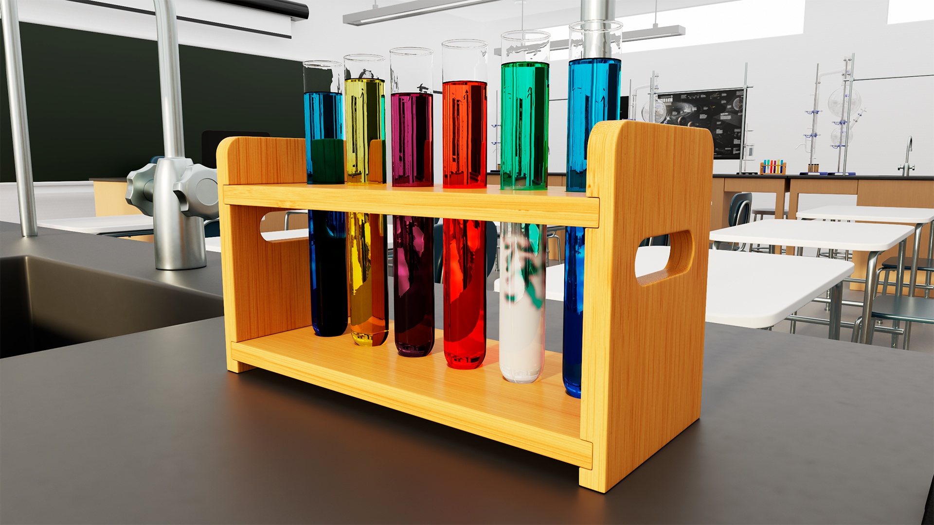 3D Modern School Laboratory Interior with Equipment model
