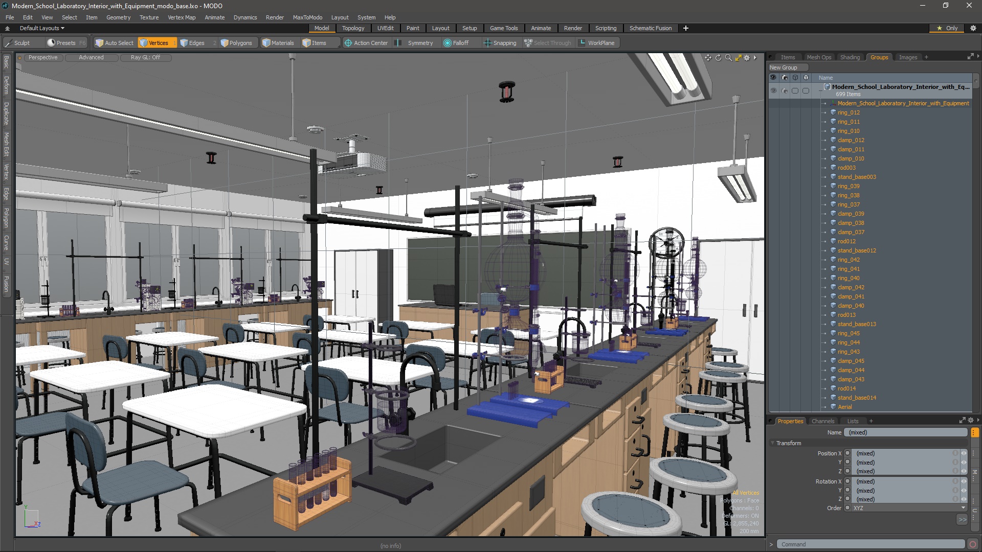 3D Modern School Laboratory Interior with Equipment model