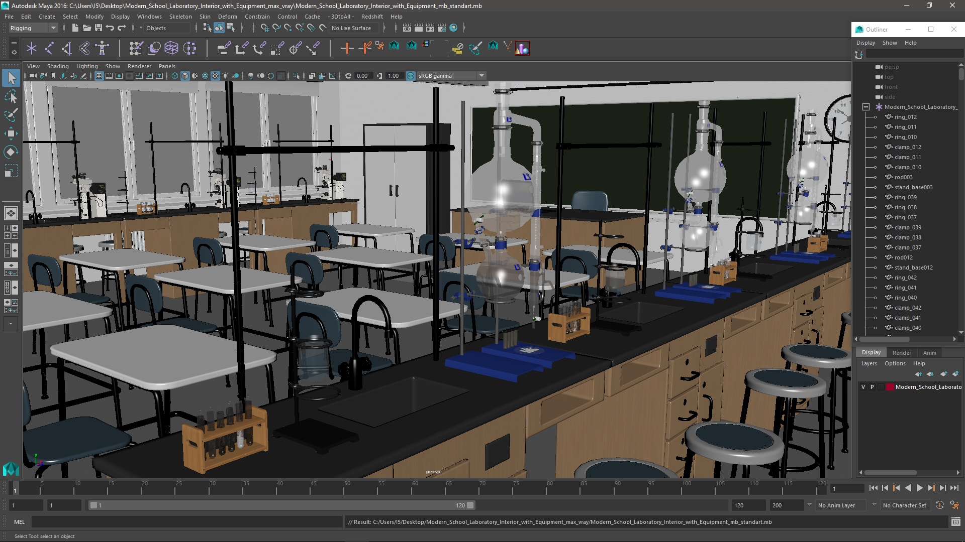 3D Modern School Laboratory Interior with Equipment model
