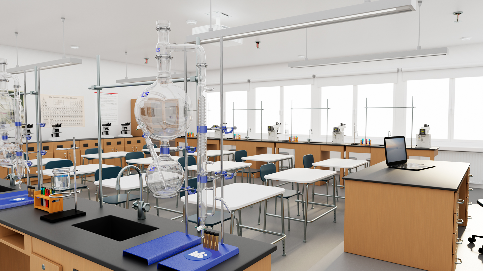 3D Modern School Laboratory Interior with Equipment model