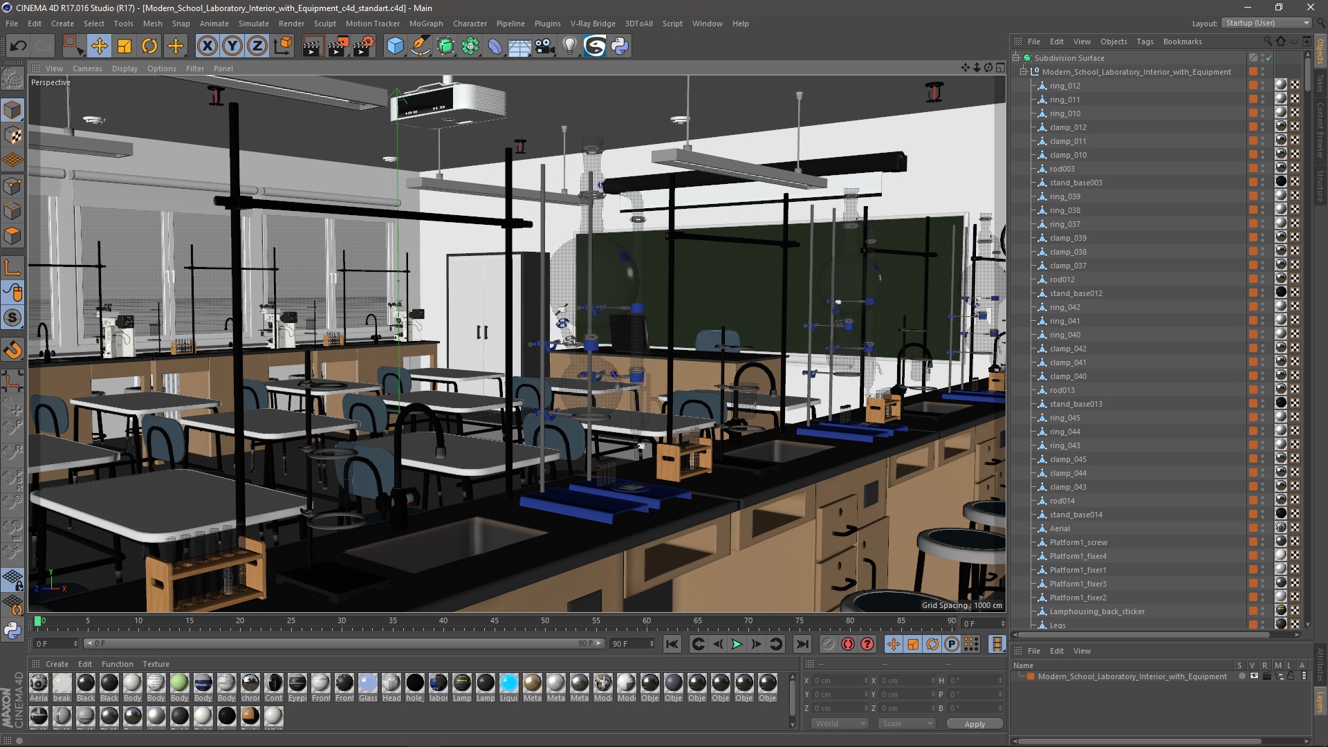 3D Modern School Laboratory Interior with Equipment model