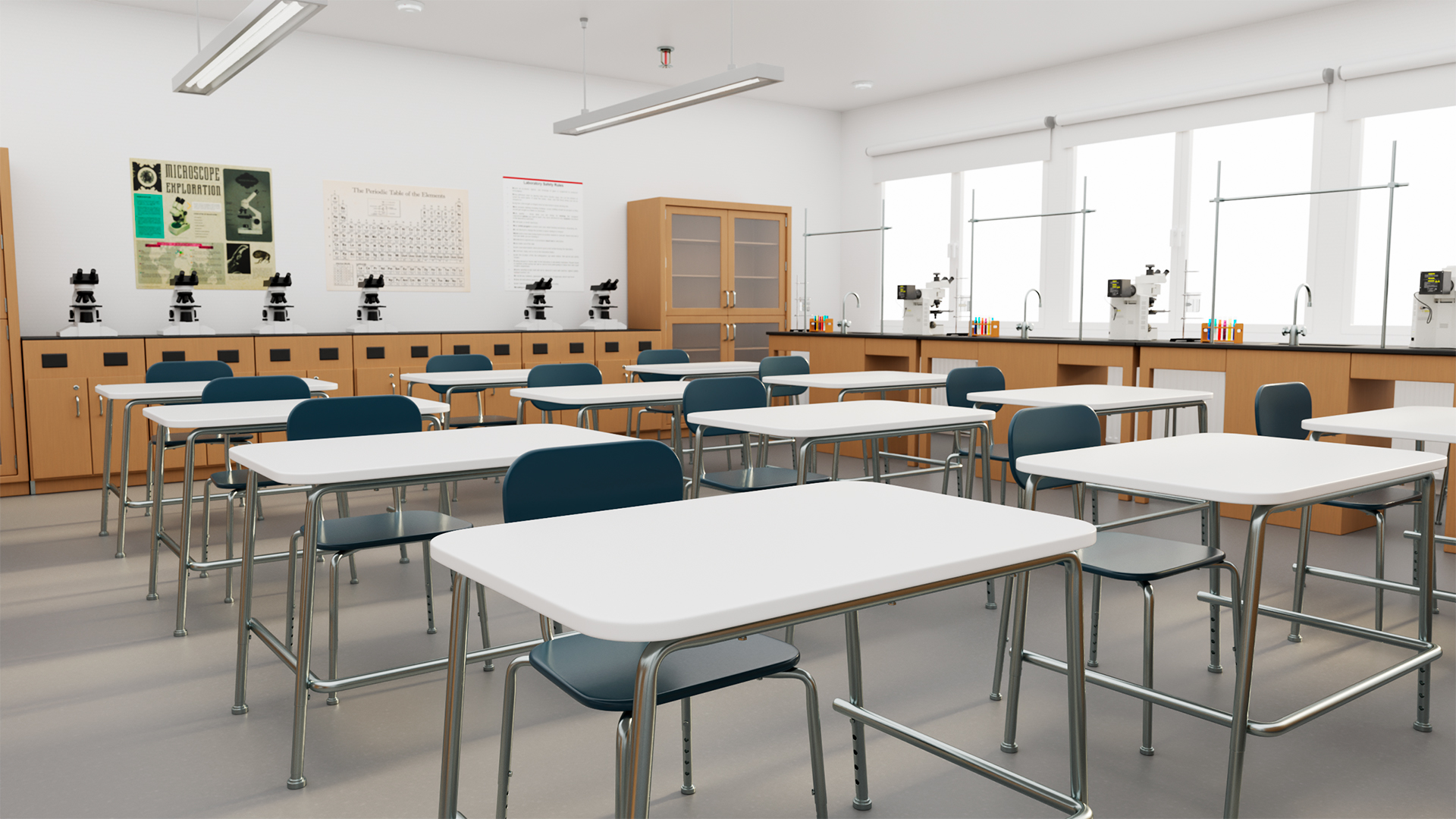 3D Modern School Laboratory Interior with Equipment model