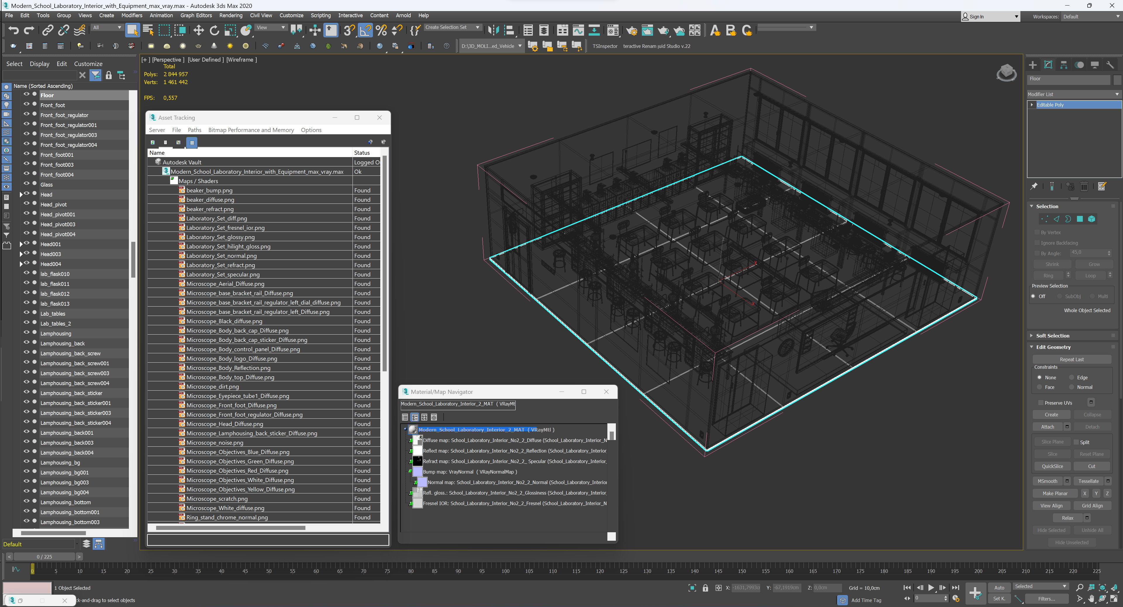 3D Modern School Laboratory Interior with Equipment model