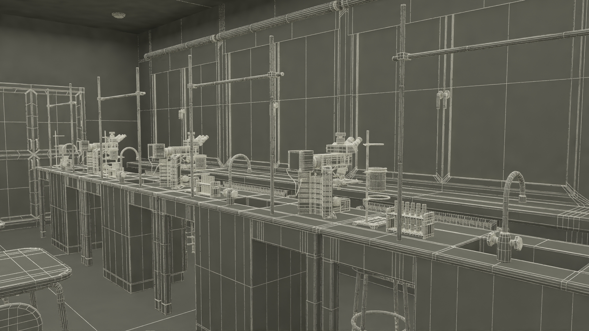 3D Modern School Laboratory Interior with Equipment model