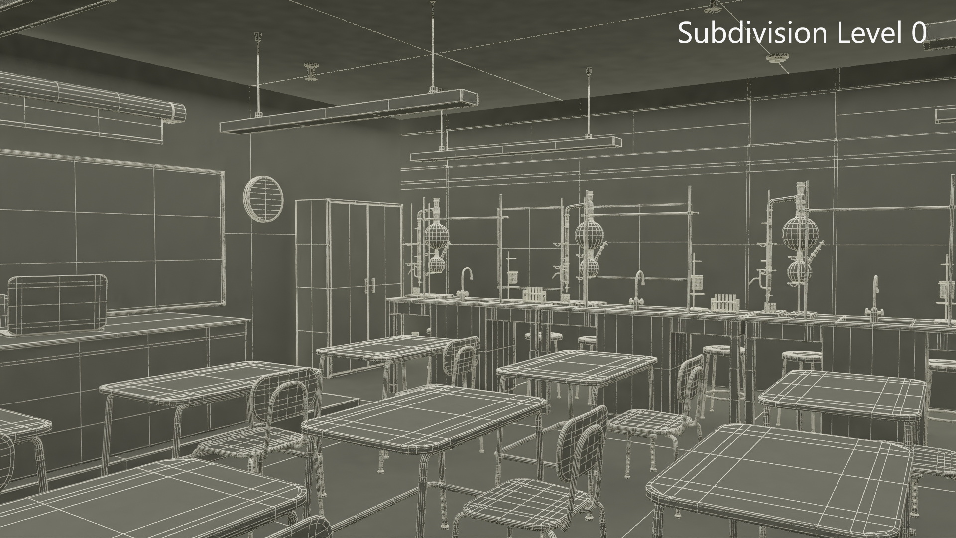 3D Modern School Laboratory Interior with Equipment model