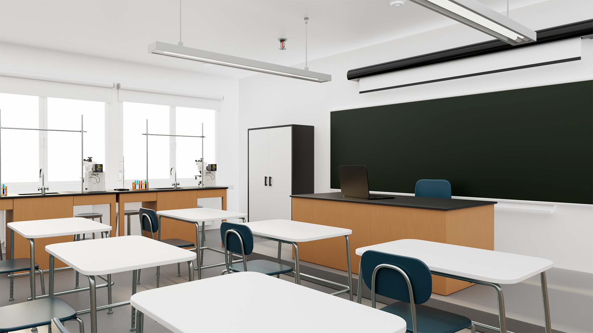 3D Modern School Laboratory Interior with Equipment model