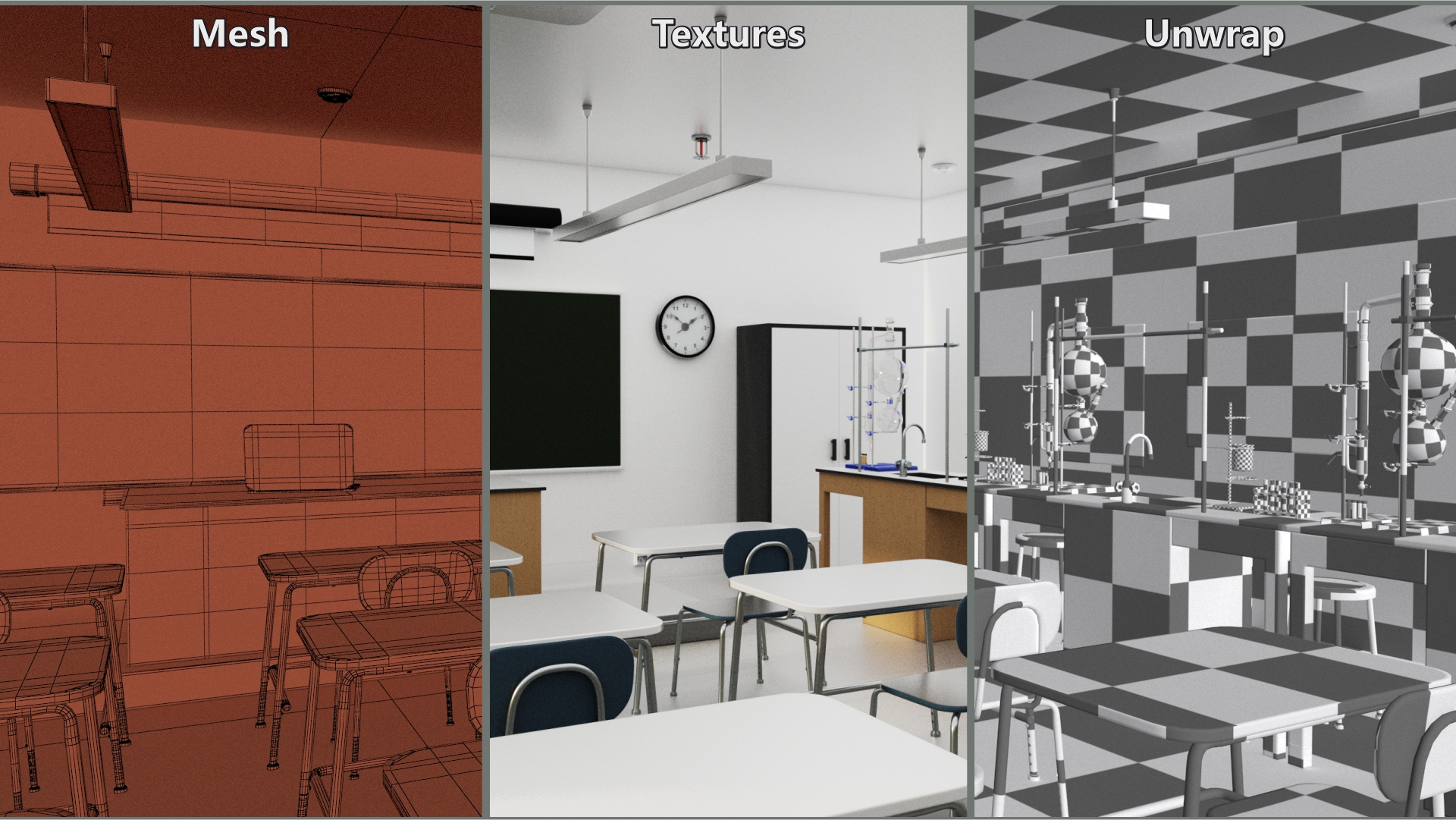 3D Modern School Laboratory Interior with Equipment model