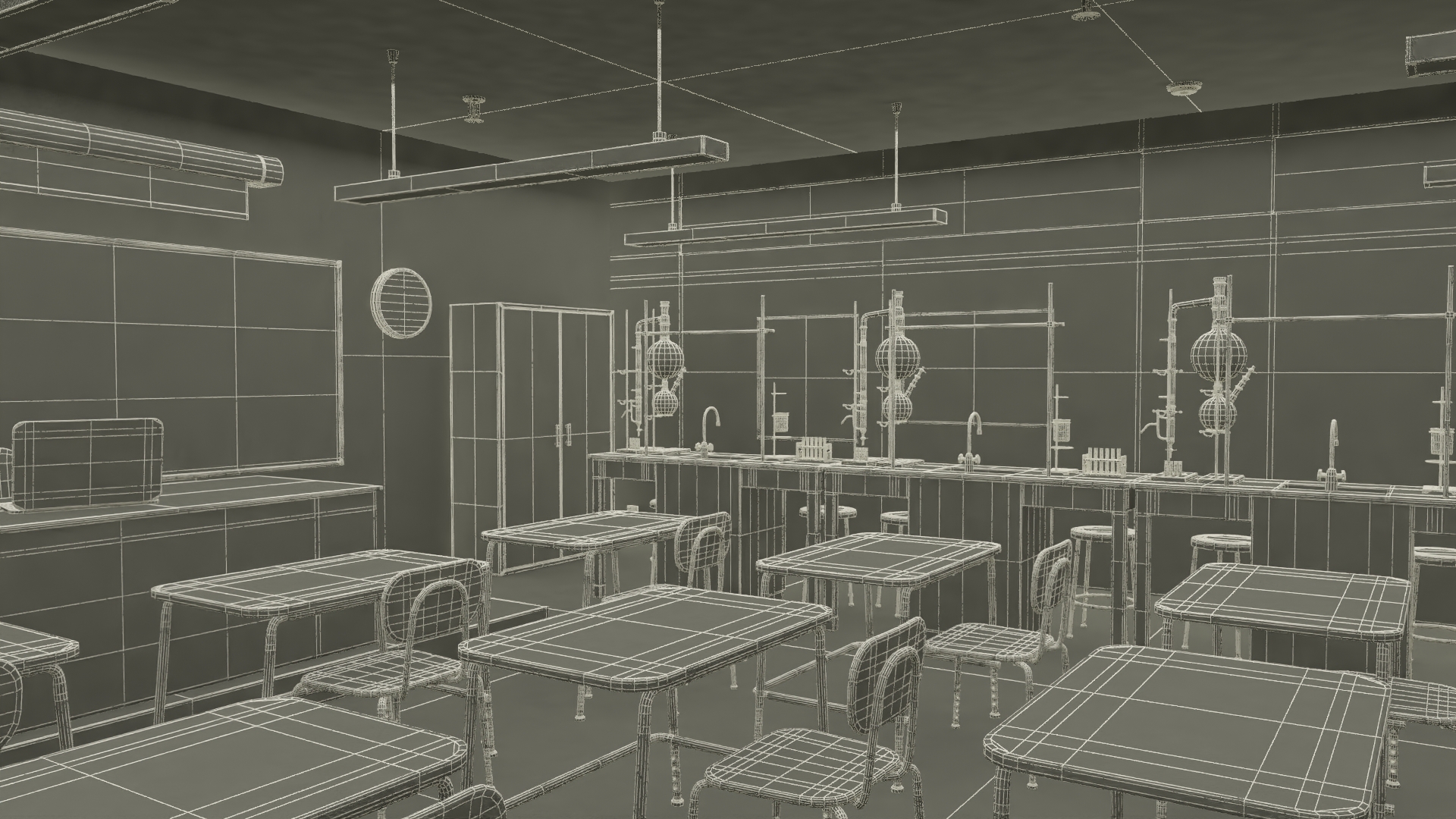 3D Modern School Laboratory Interior with Equipment model