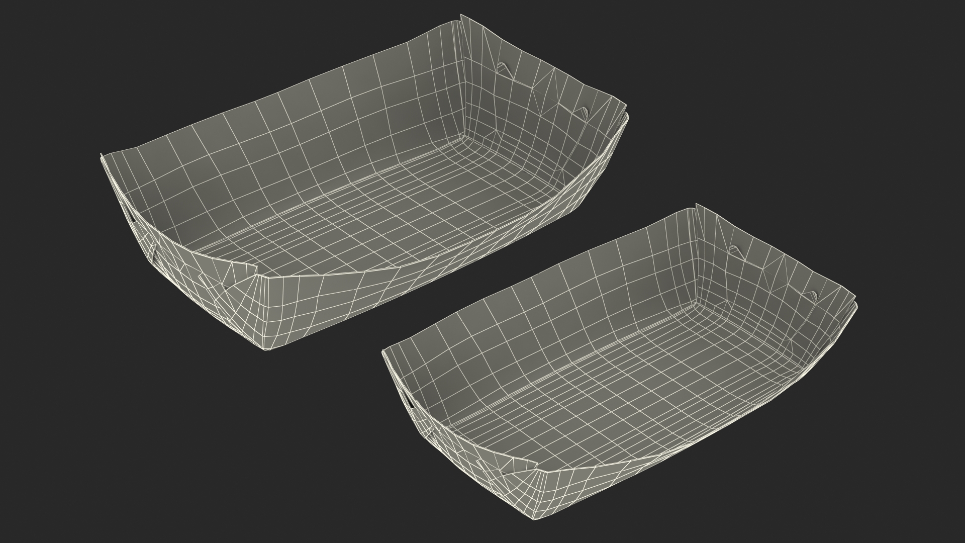 Brown Kraft Paper Food Trays Set 3D