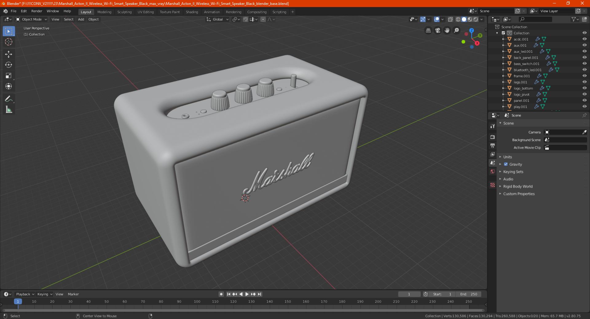 Marshall Acton II Wireless Wi-Fi Smart Speaker Black 3D